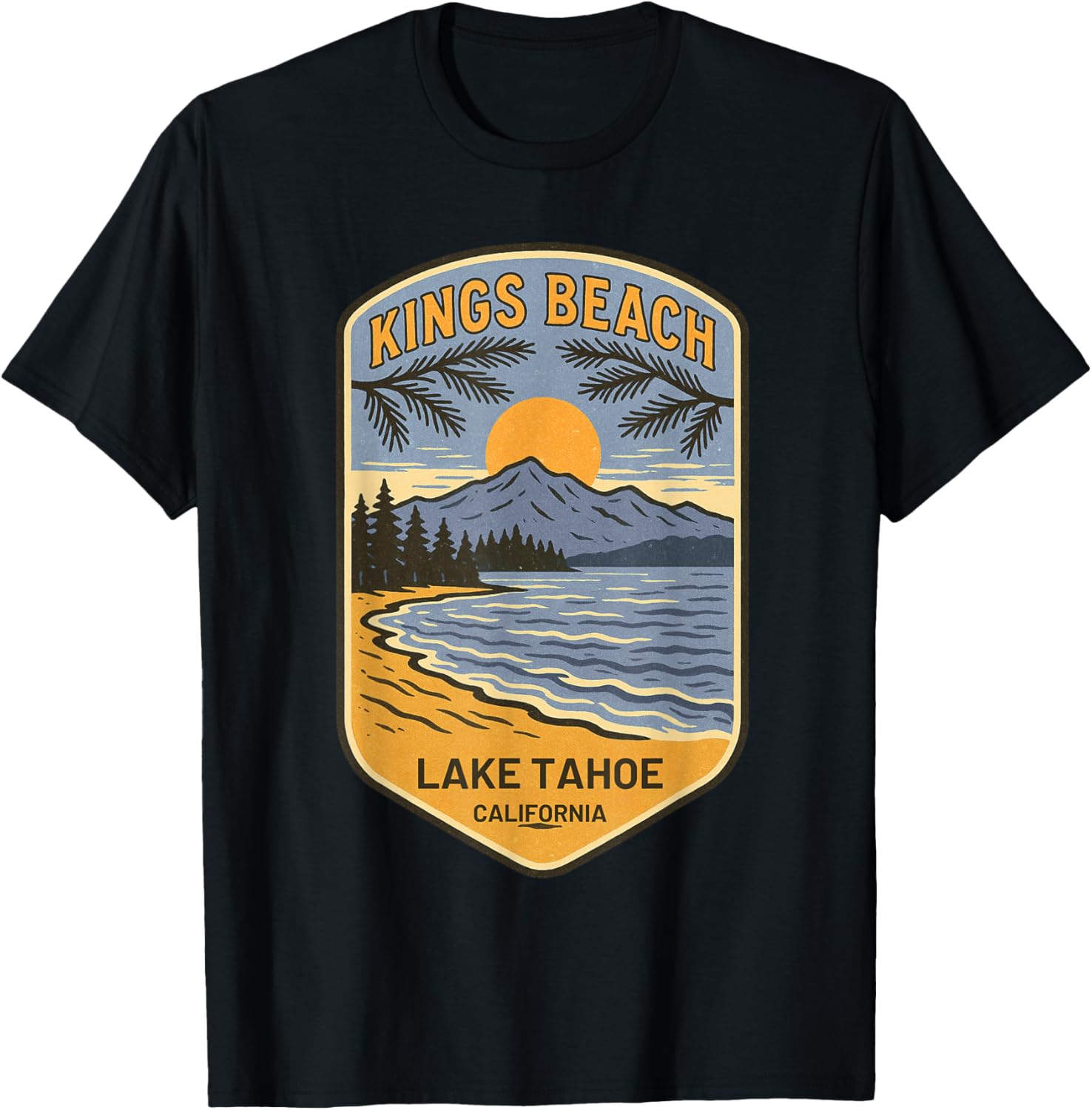 Retro Kings Beach Lake Tahoe T-Shirt Vintage Art Souvenir Apparel - 26