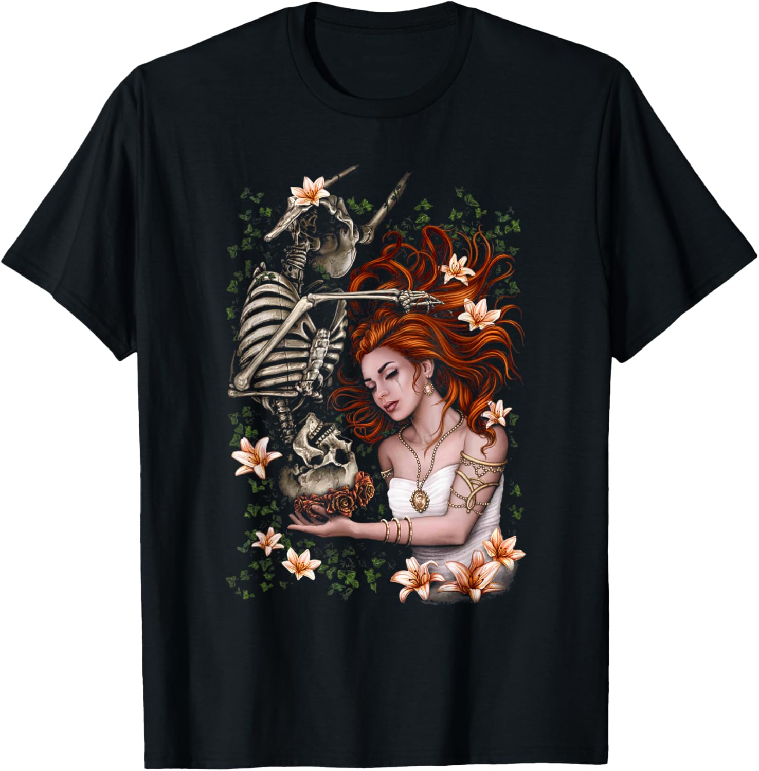 Skeleton Rose Always T-Shirt by Sarah Richter Art - Unique Graphic Tee - 1