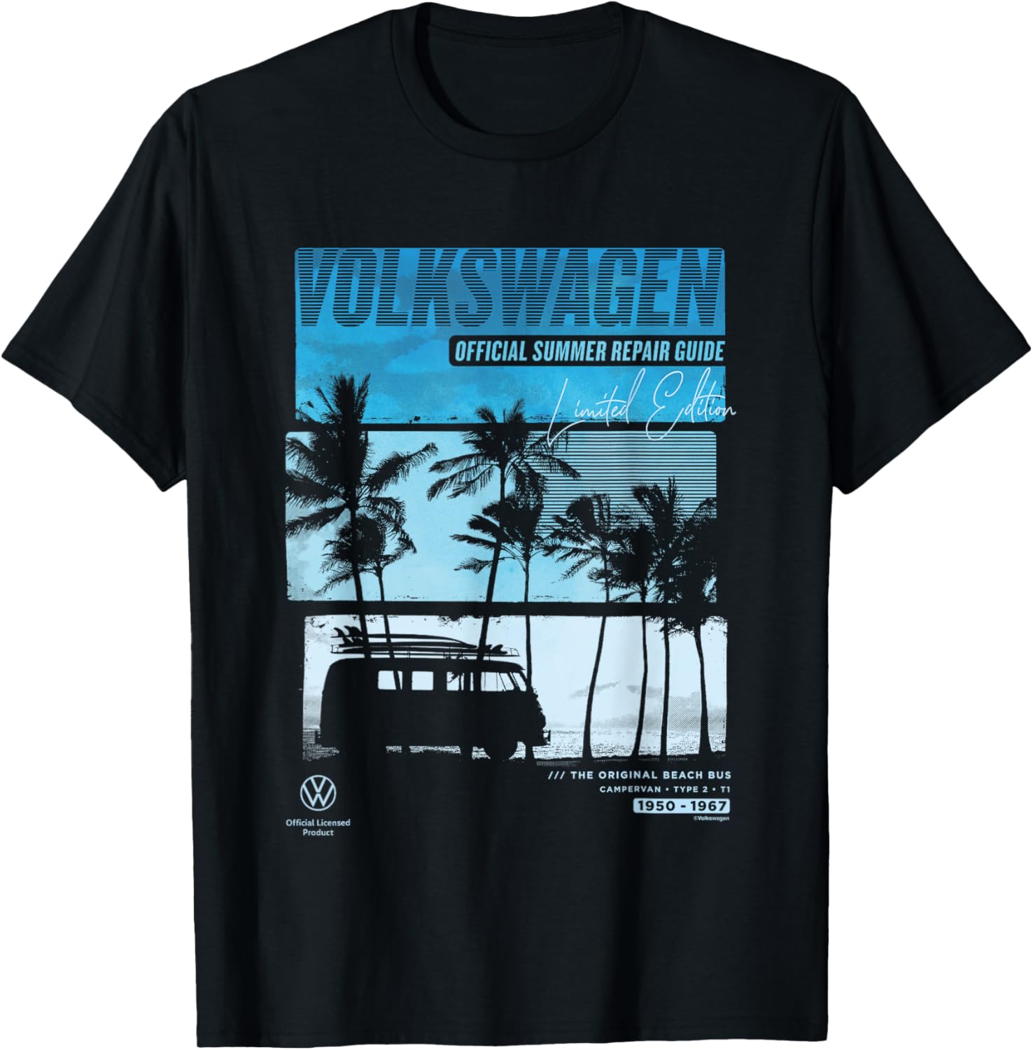 Volkswagen Type 2 T1 Beach Bus Repair Guide T-Shirt for Summer Fun - 4
