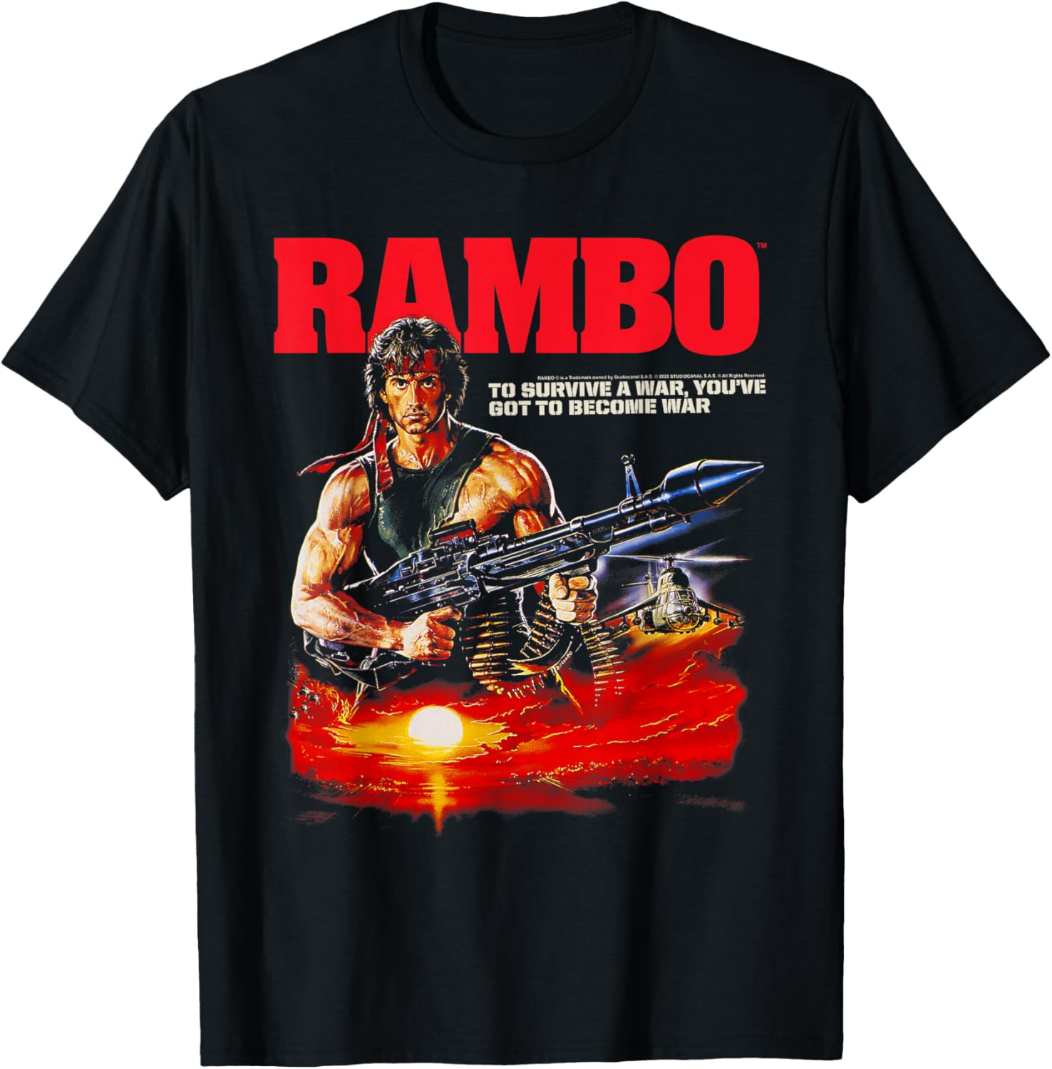 Vintage Rambo Missile Launcher T-Shirt for Action Movie Fans - 3