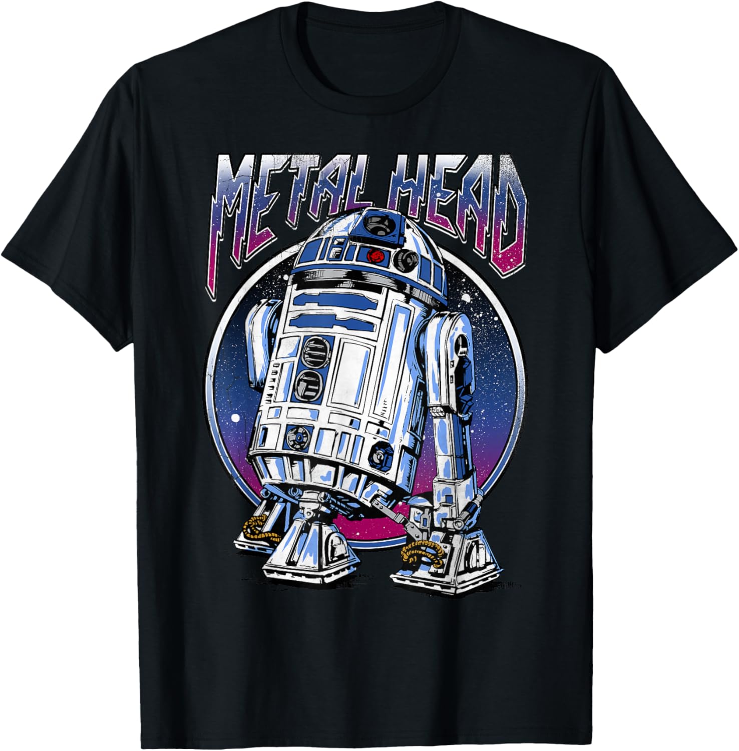 Vintage Star Wars R2D2 Metal Head T-Shirt for Disney Fans - 7