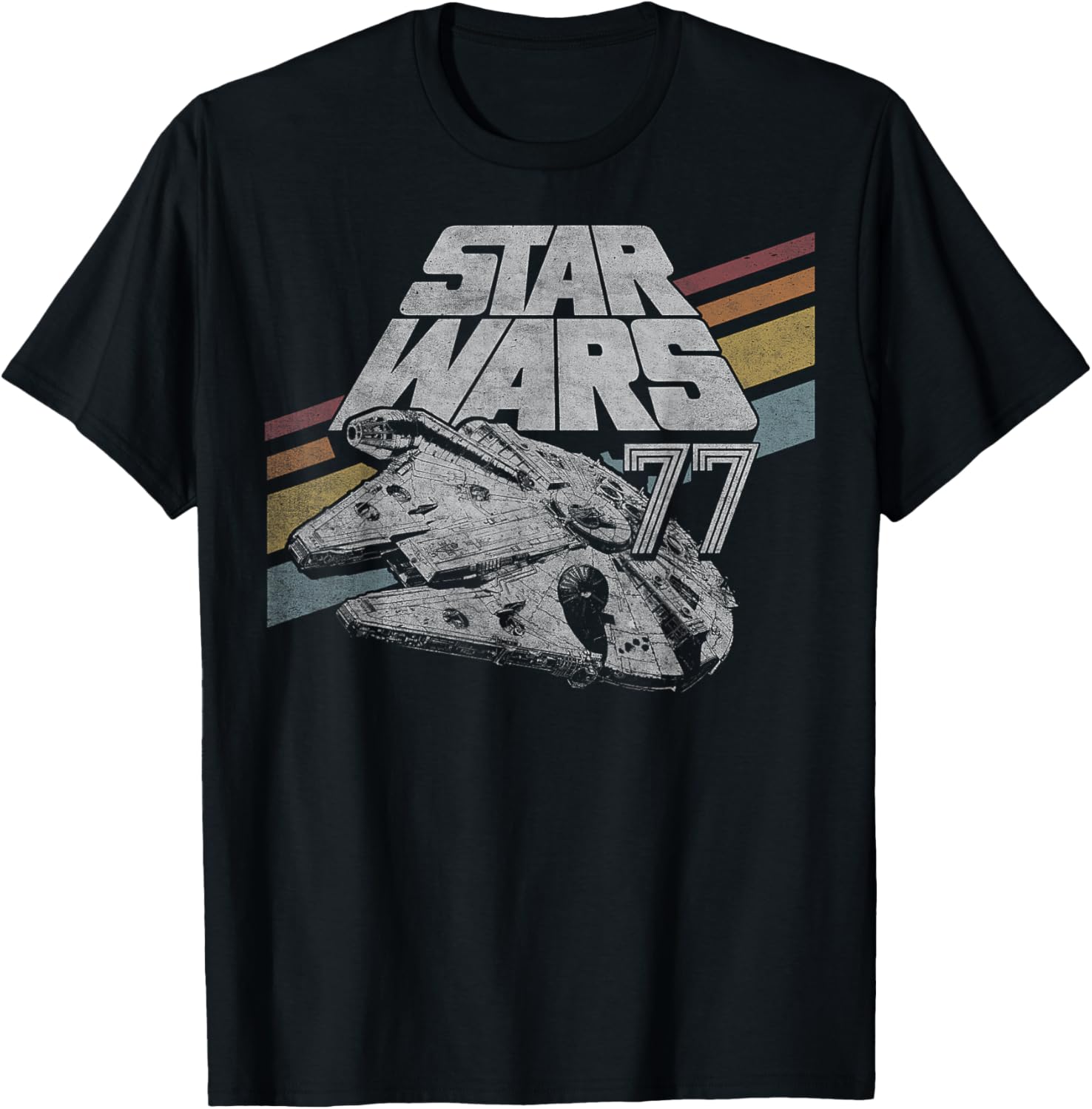 Retro Star Wars Millennium Falcon T-Shirt with Diagonal Stripes for Fans - 10