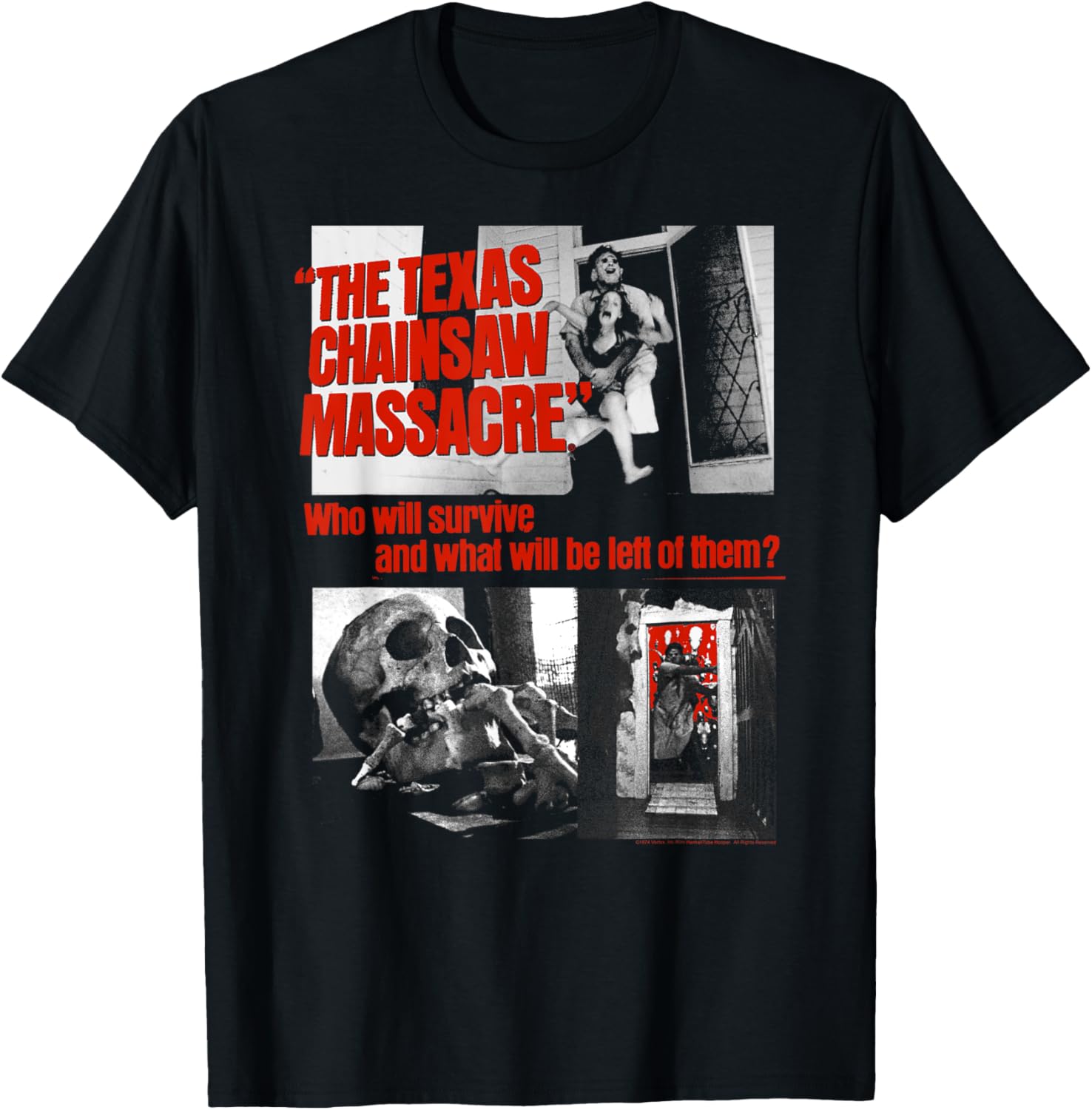 Texas Chainsaw Massacre Collage Horror T-Shirt for Film Fans - 1