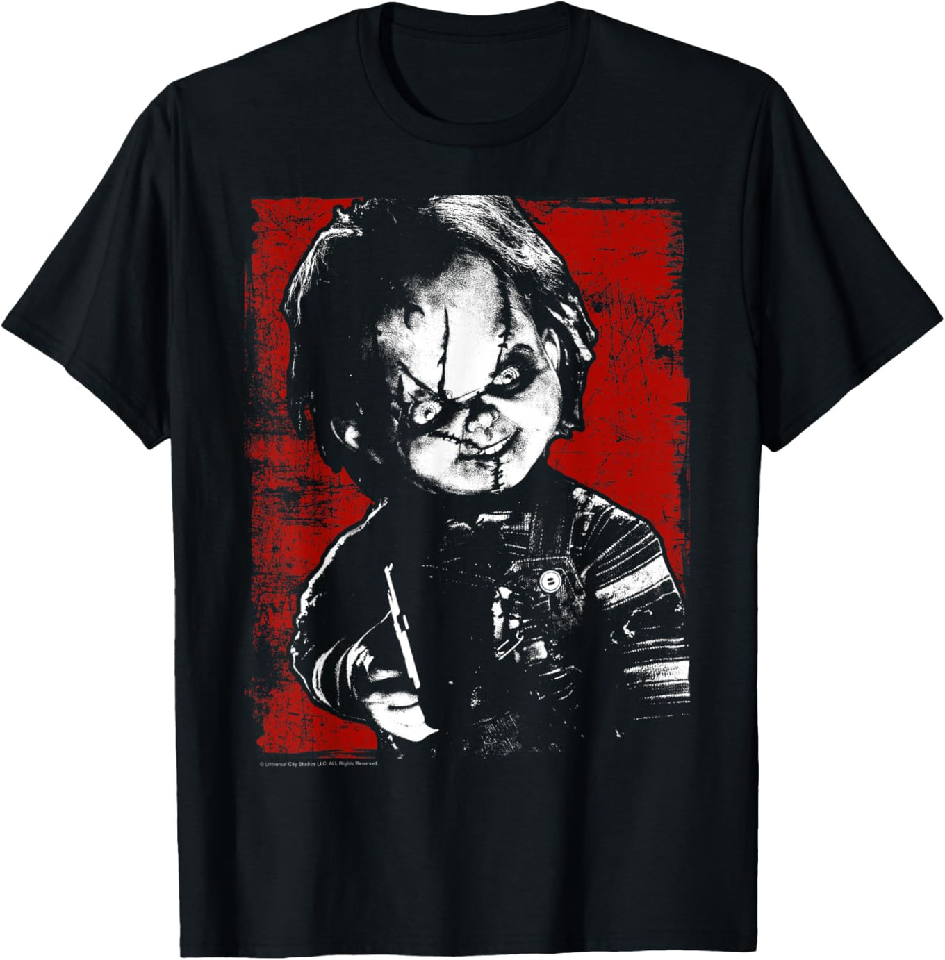 Child's Play Chucky Distressed Portrait T-Shirt for Fun Horror Fans - 1