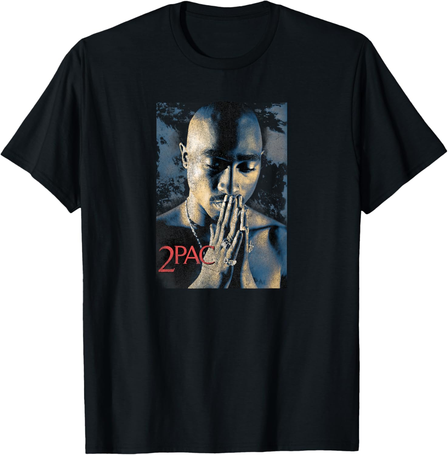 Tupac Shakur Grunge Praying Black Short Sleeve T-Shirt for Kids - 3
