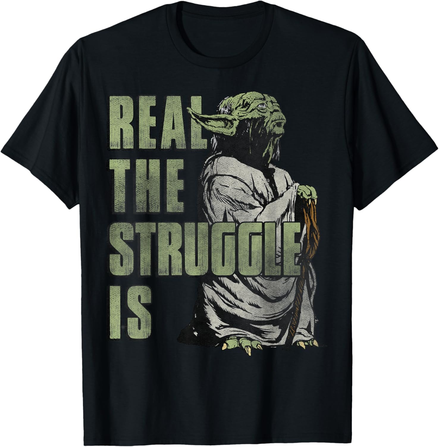 Star Wars Yoda Graphic T-Shirt The Struggle Is Real Fun Apparel - 8