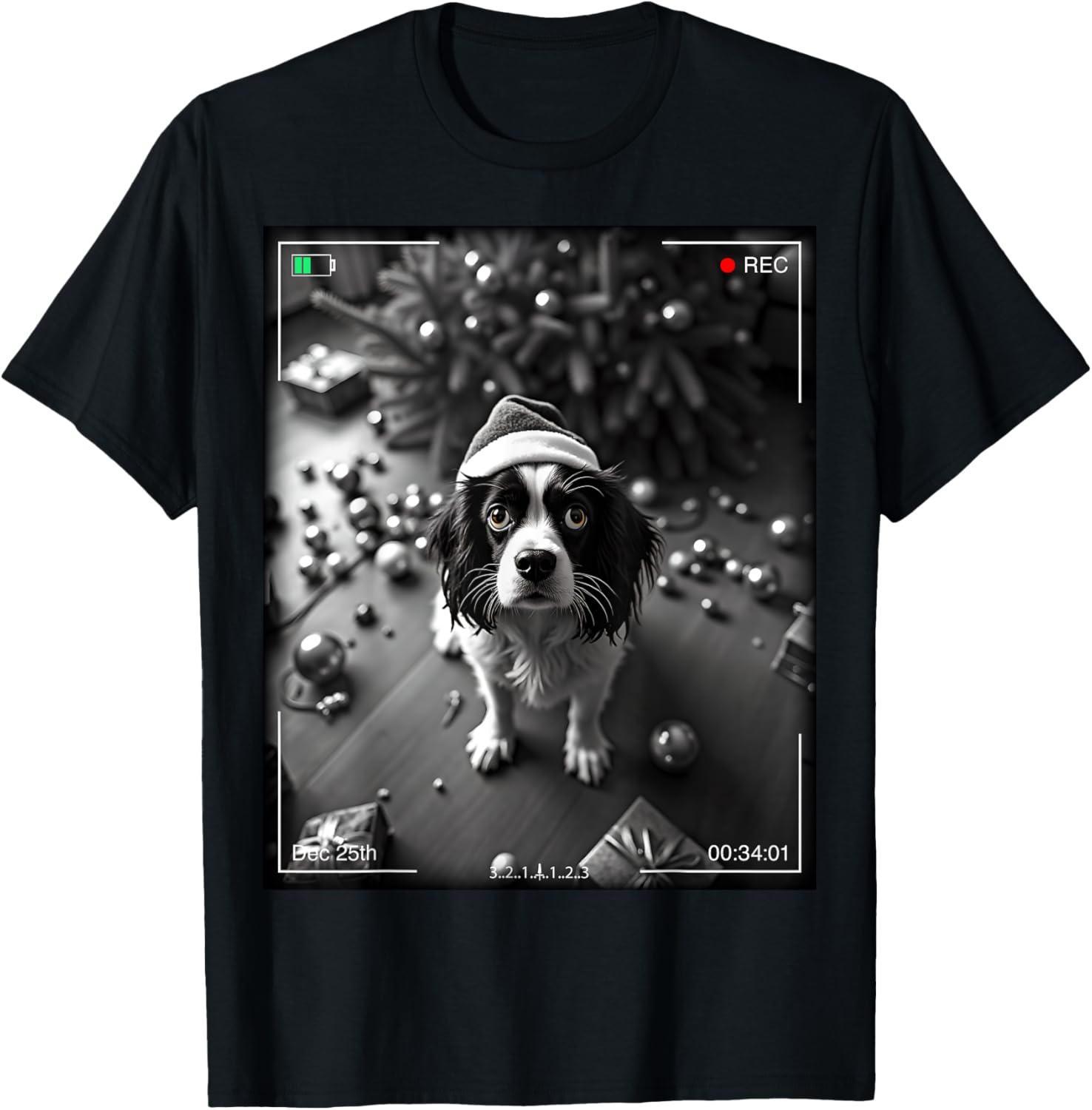 Christmas Cavalier King Charles Spaniel Caught On Camera T-Shirt Gift - 3