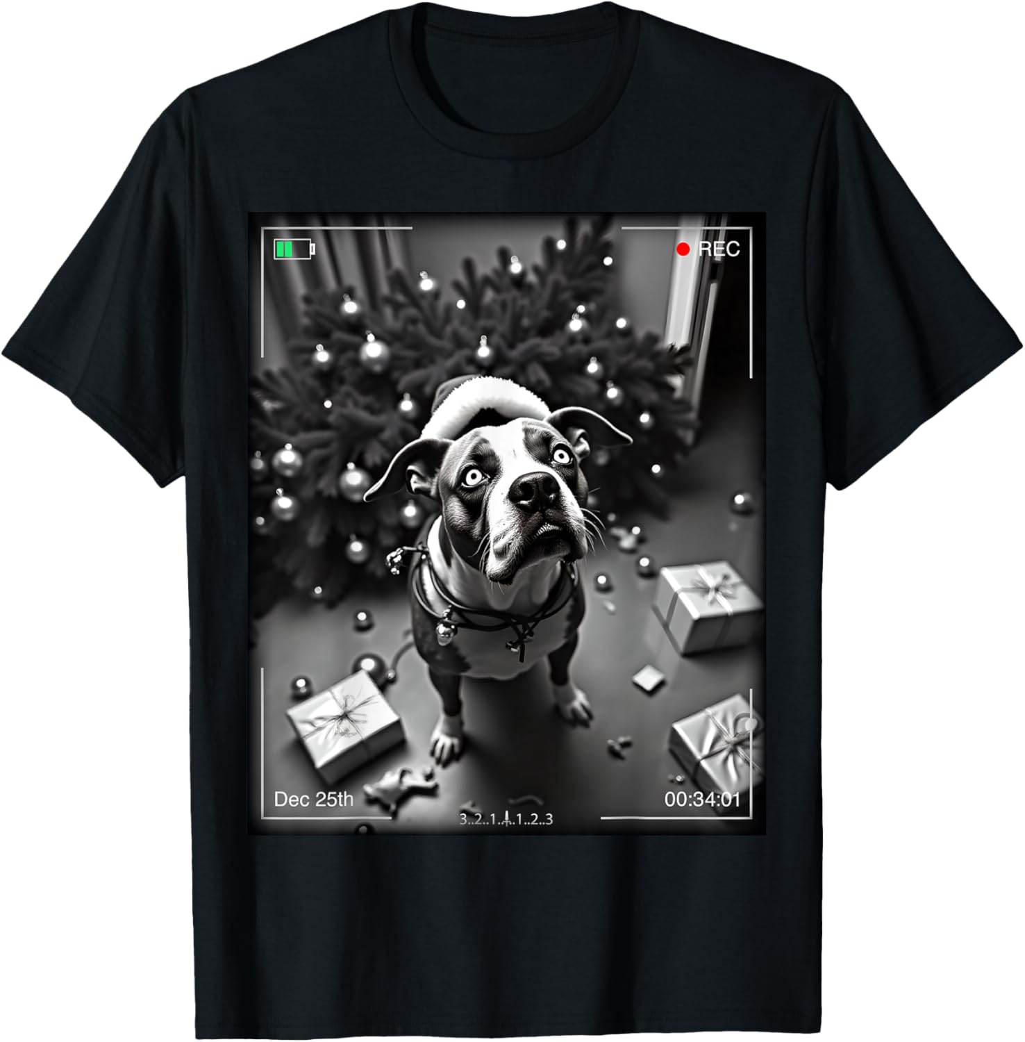 Christmas American Bulldog Caught On Camera T-Shirt for Dog Lovers - 1