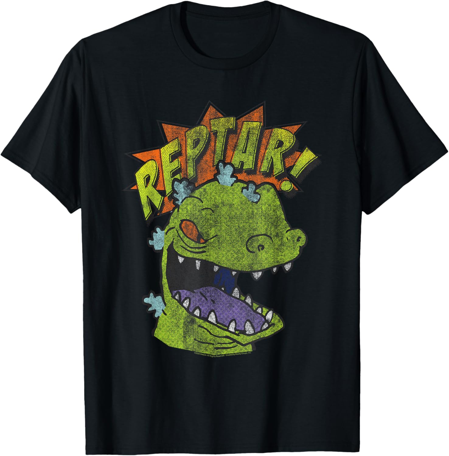 Rugrats Reptar Distressed Comic Style T-Shirt for Fun Cartoon Fans - 3