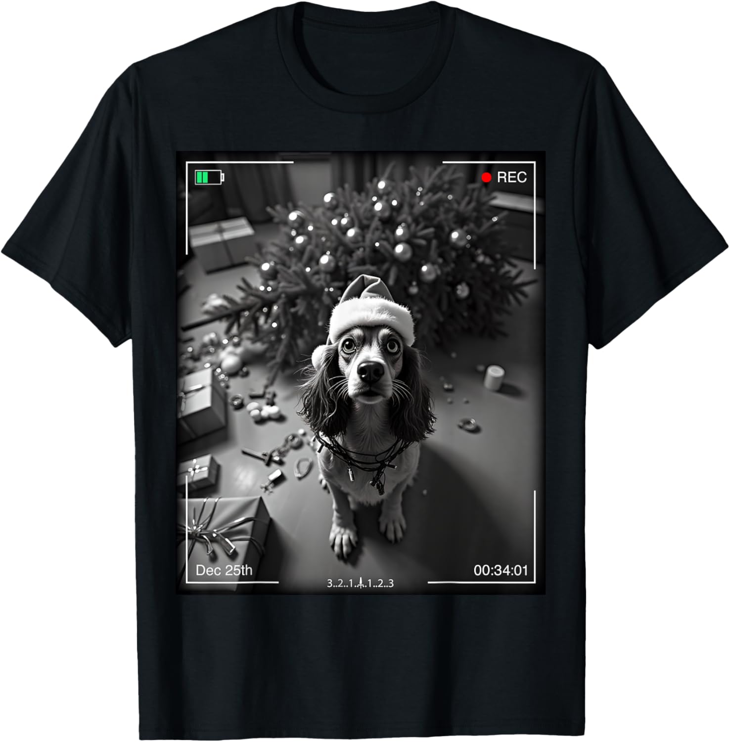 Christmas Cocker Spaniel T-Shirt Caught on Camera for Dog Lovers - 1