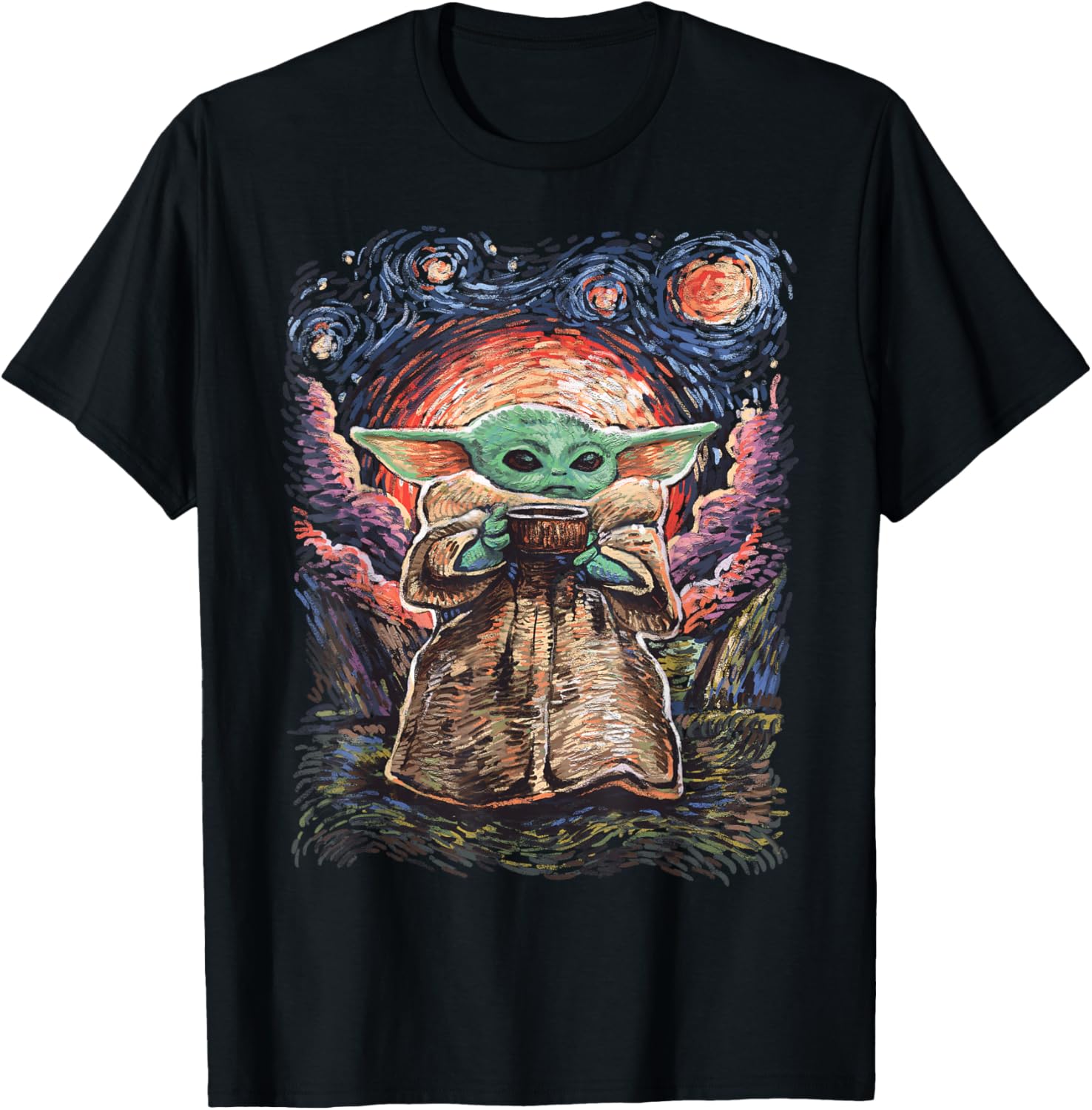 Star Wars The Child Starry Night T-Shirt for Fans of All Ages - 7