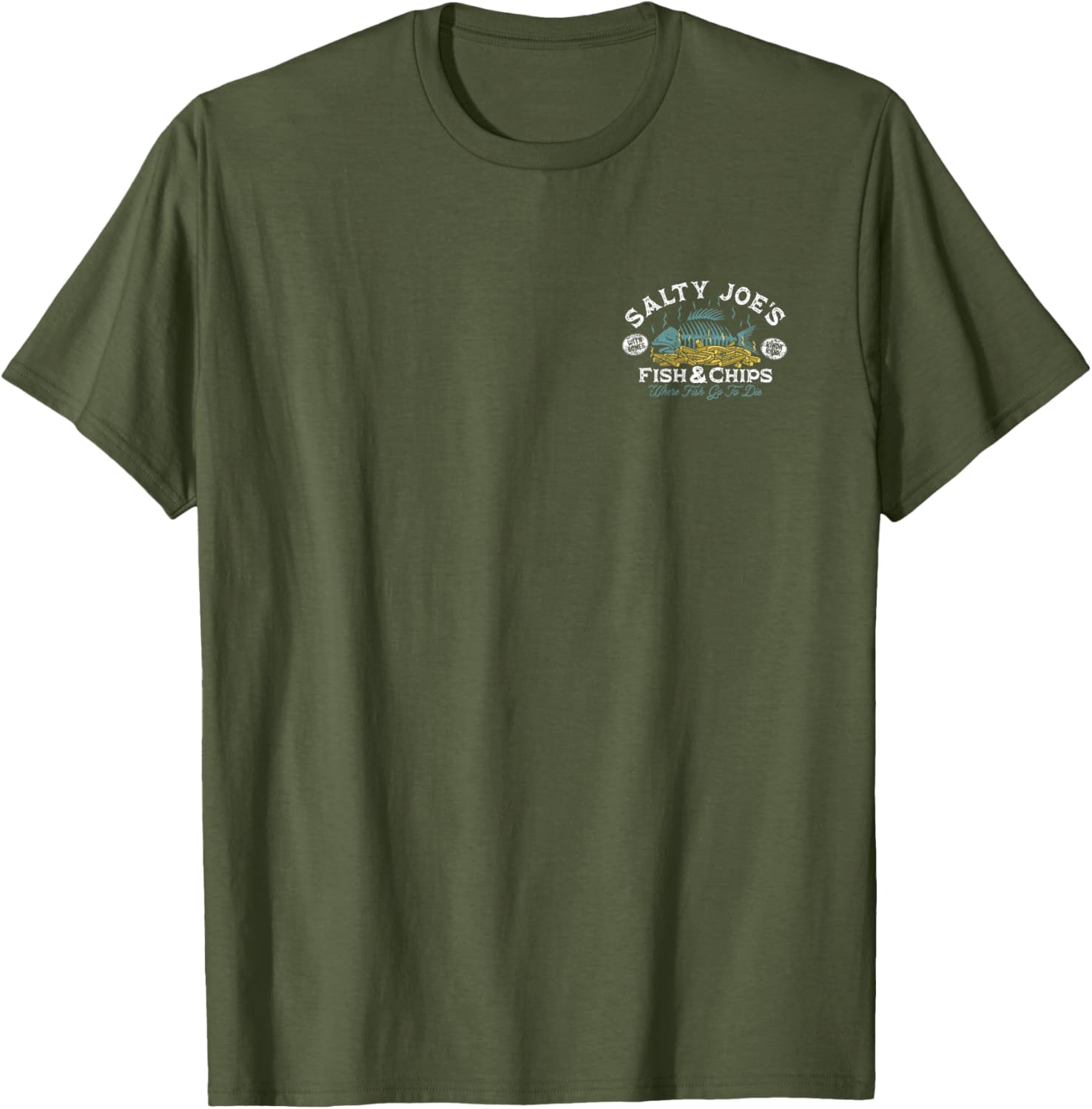 Salty Joe's Fish and Chips Logo Graphic T-Shirt for Casual Style Fans - 10