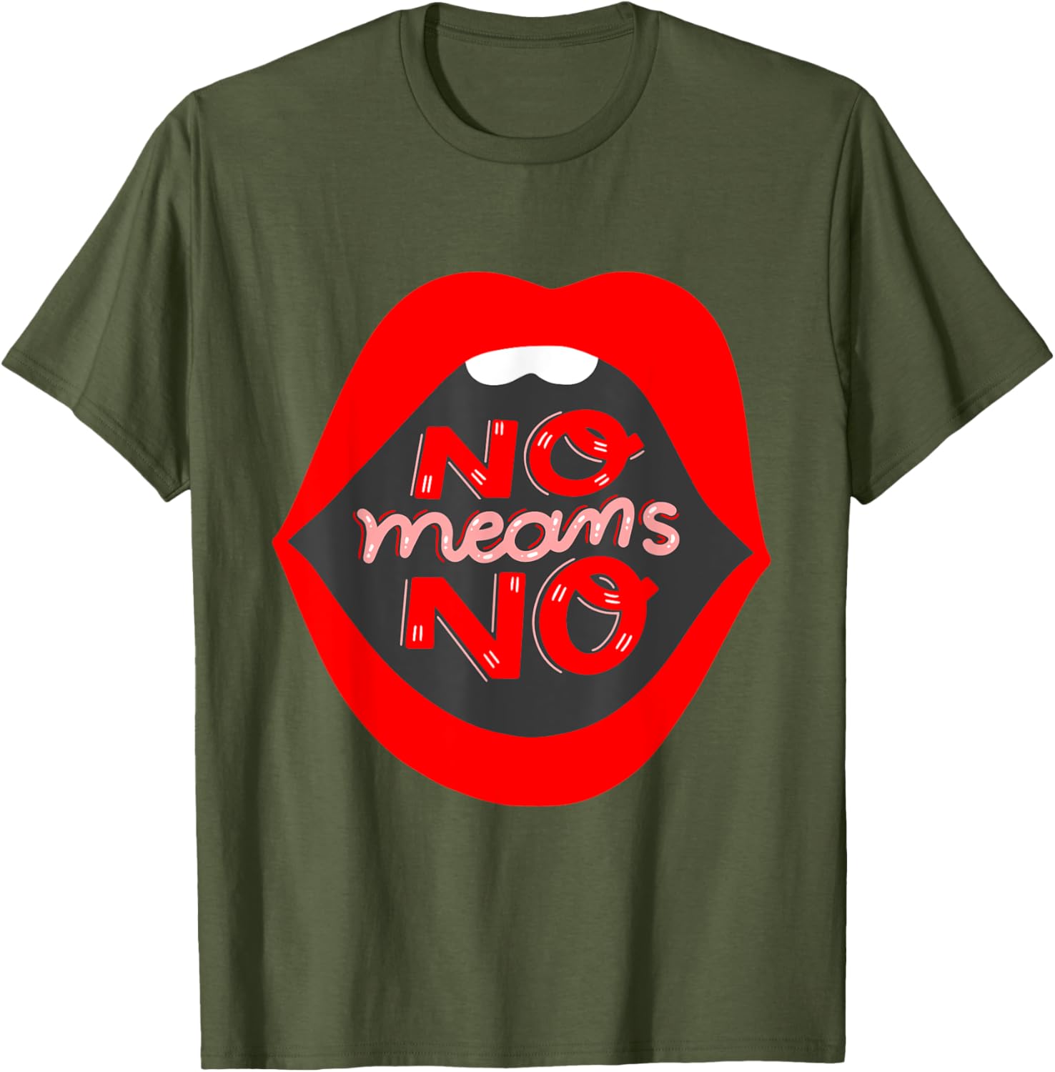 Retro Feminist No Means No Consent Pop Art Lips T-Shirt for Awareness - 6