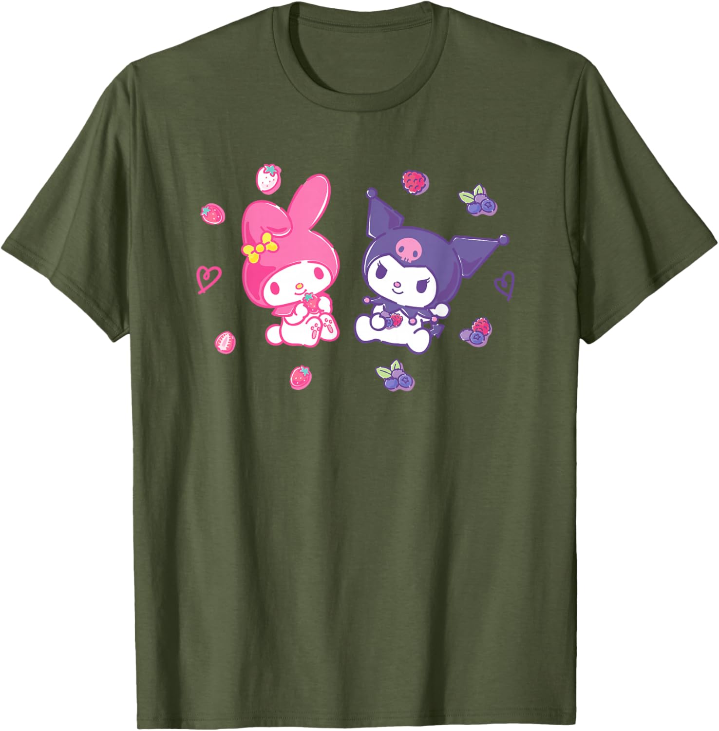 Sanrio Kuromi and My Melody Berry T-Shirt for Kids, Small Black Design - 10
