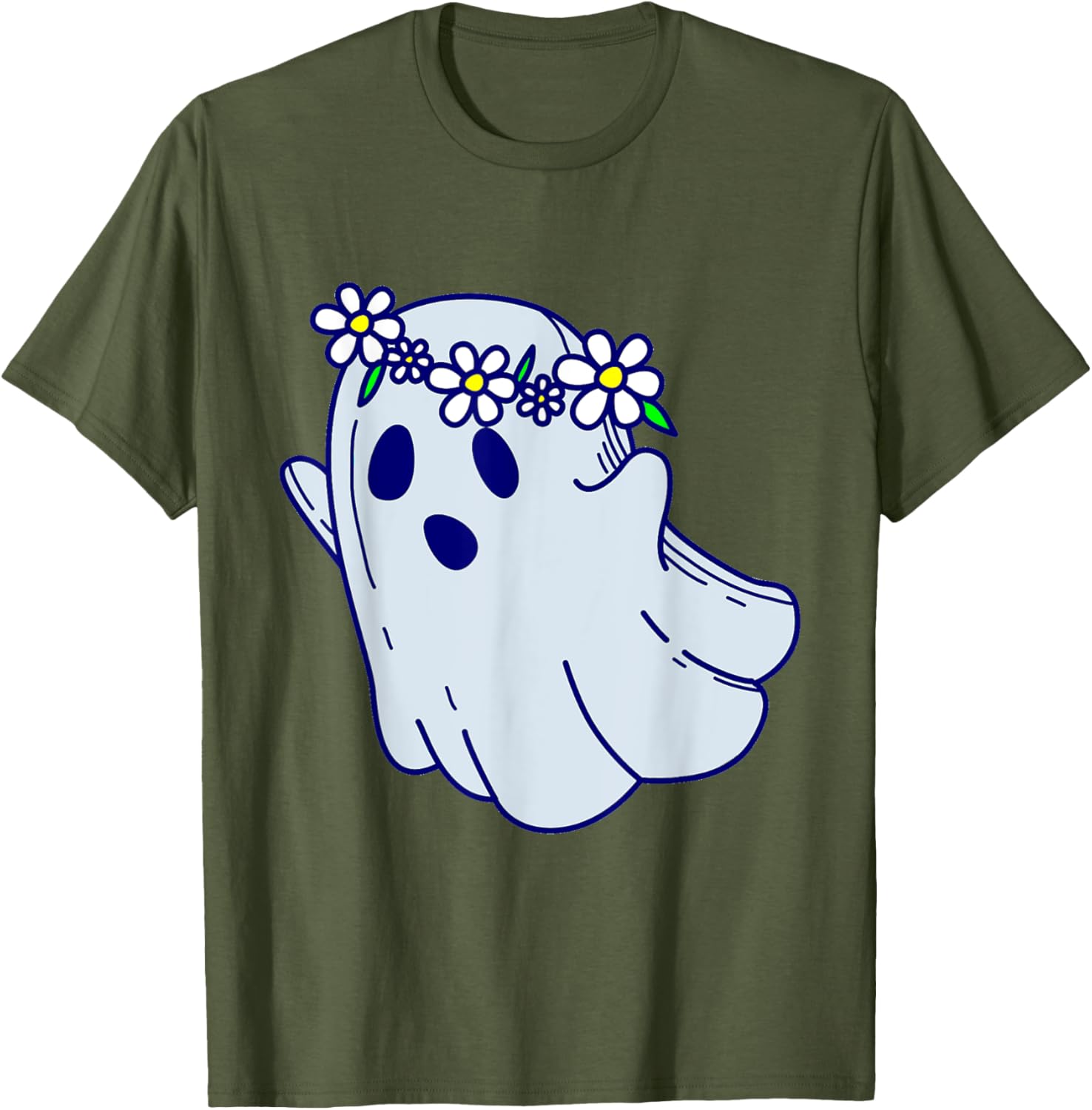 Groovy Halloween Ghost Boho Floral 1960s Goth T-Shirt for Spooky Style - 16