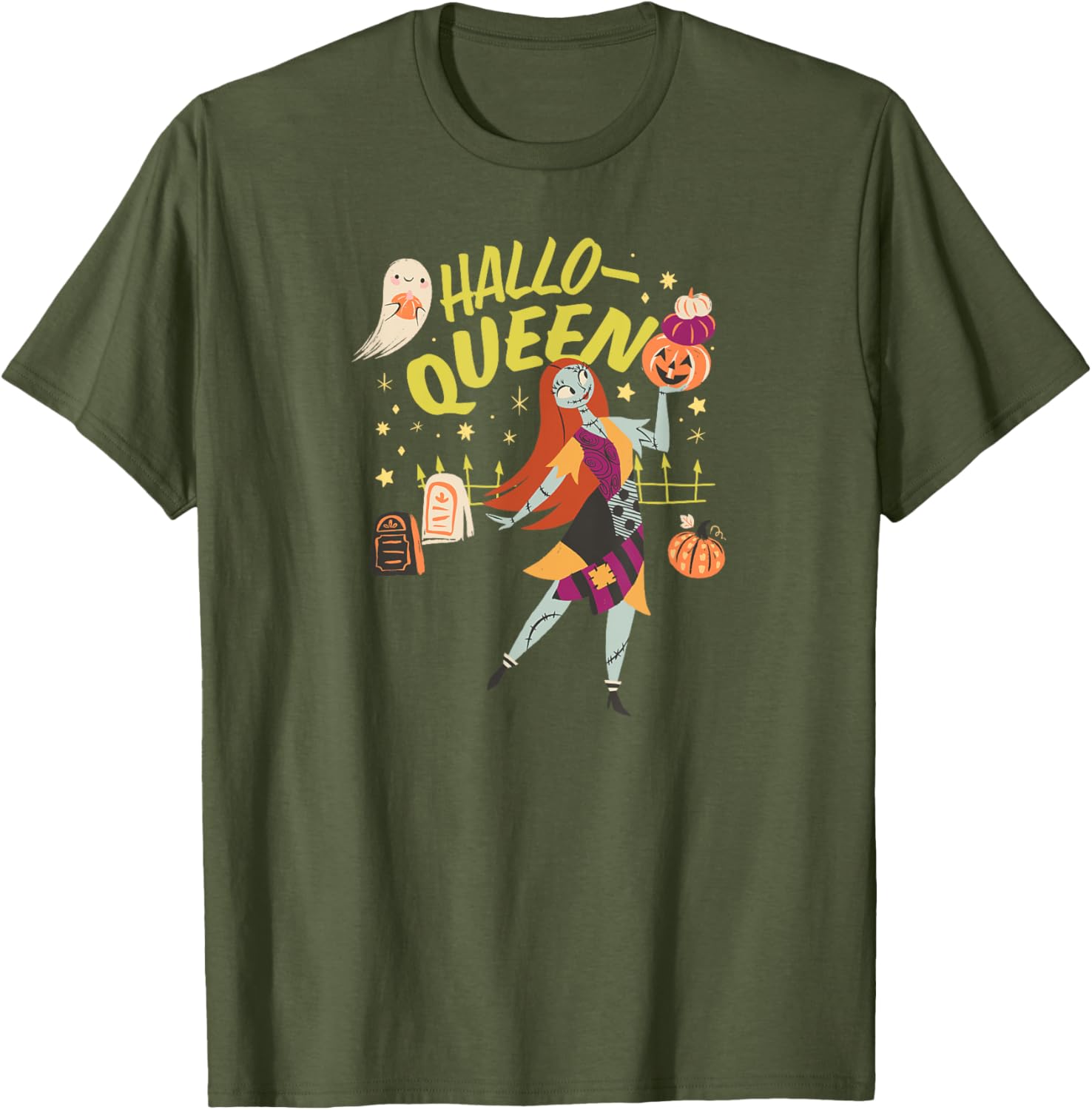Men's Nightmare Before Christmas Sally Hallo-Queen T-Shirt in Black - 7