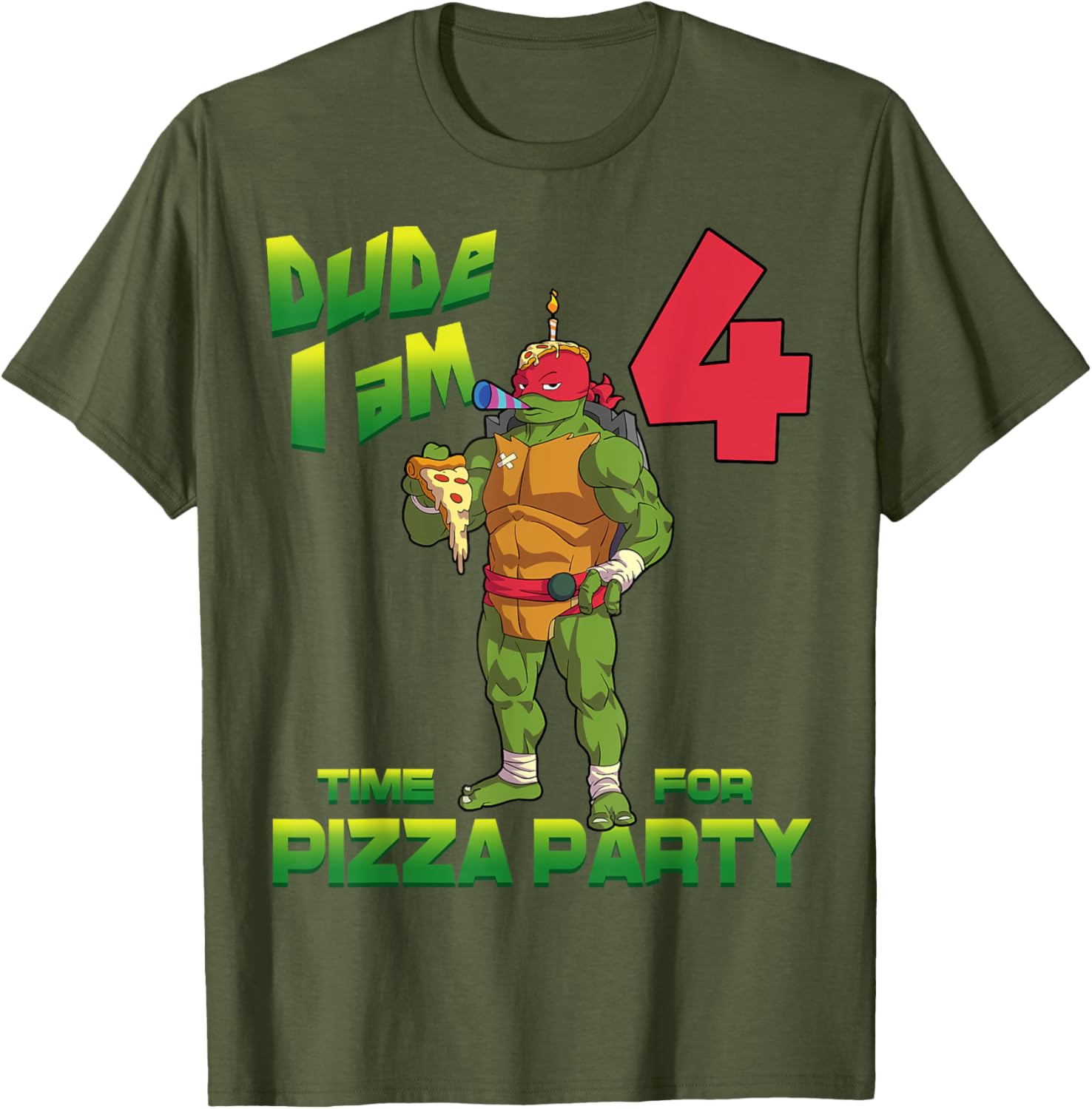 TMNT Raph Pizza Birthday Party T-Shirt for 4 Year Olds - Fun Kid's Clothing - 10