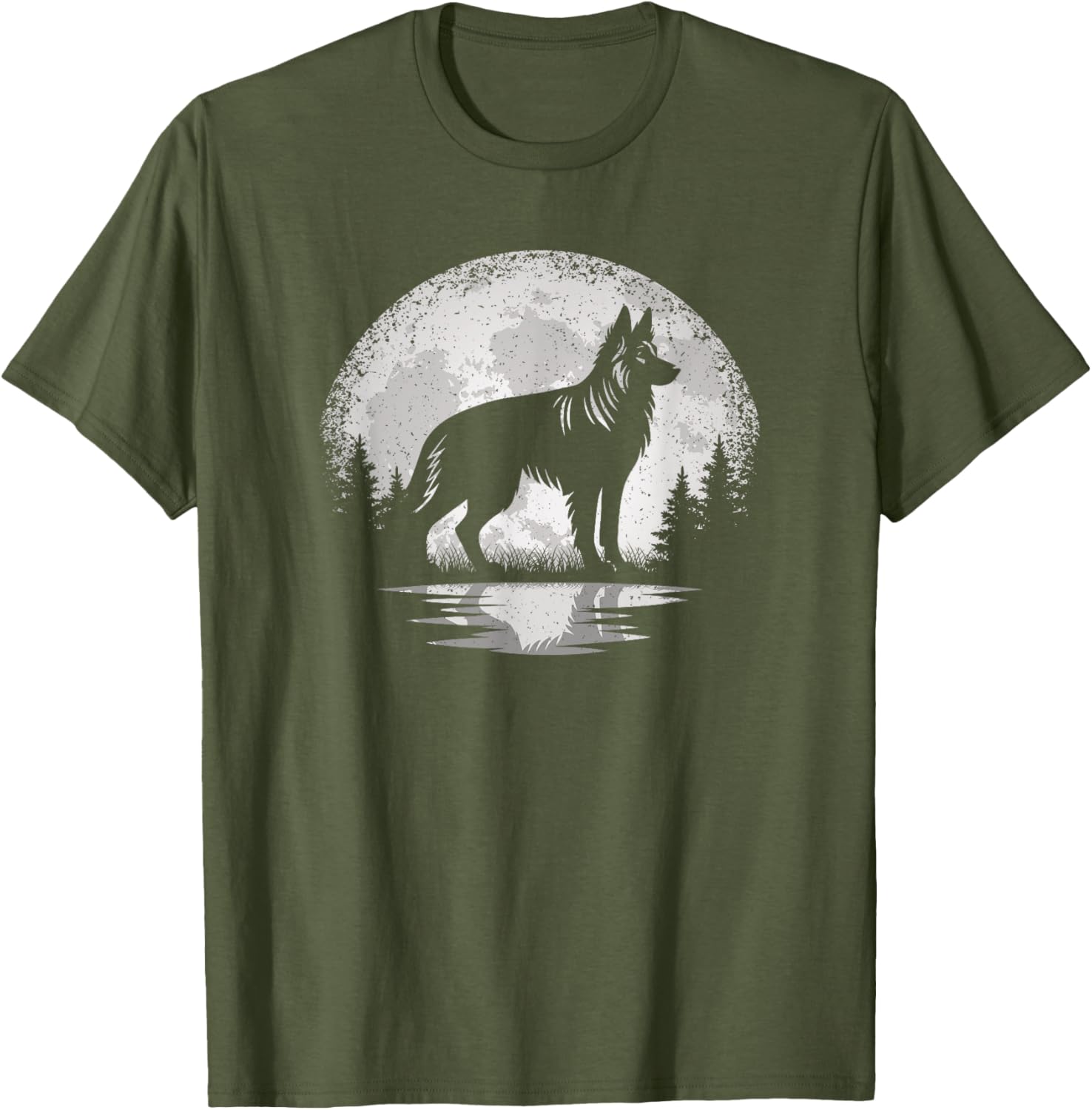 Vintage German Shepherd Moon T-Shirt for Dog Lovers - Unisex Style - 2