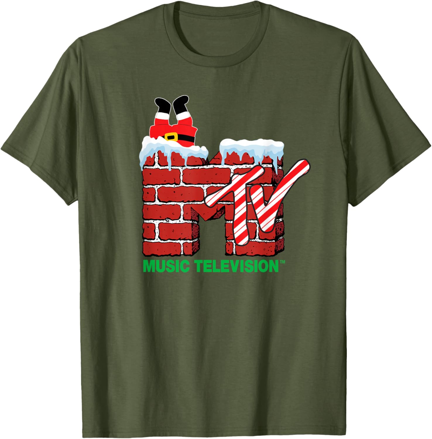 MTV Christmas Santa Claus Chimney Vintage T-Shirt for Holiday Cheer - 6