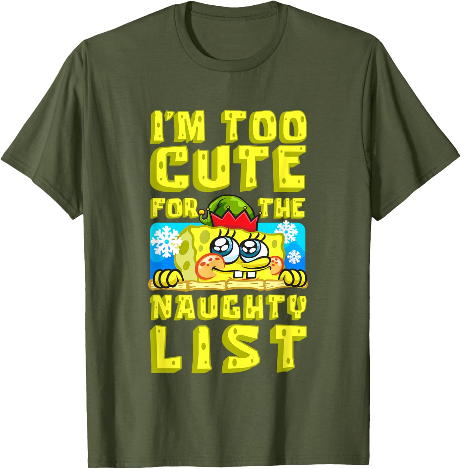 SpongeBob Christmas I'm Too Cute for the Naughty List T-Shirt Gift - 1