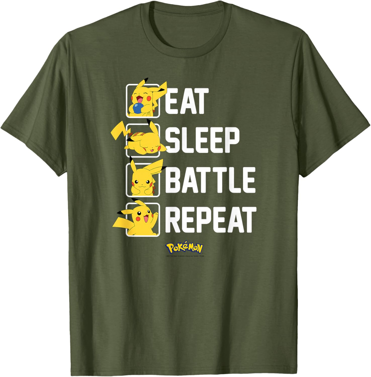 Pikachu Eat Sleep Battle Repeat T-Shirt for Pokémon Fans and Gamers - 10