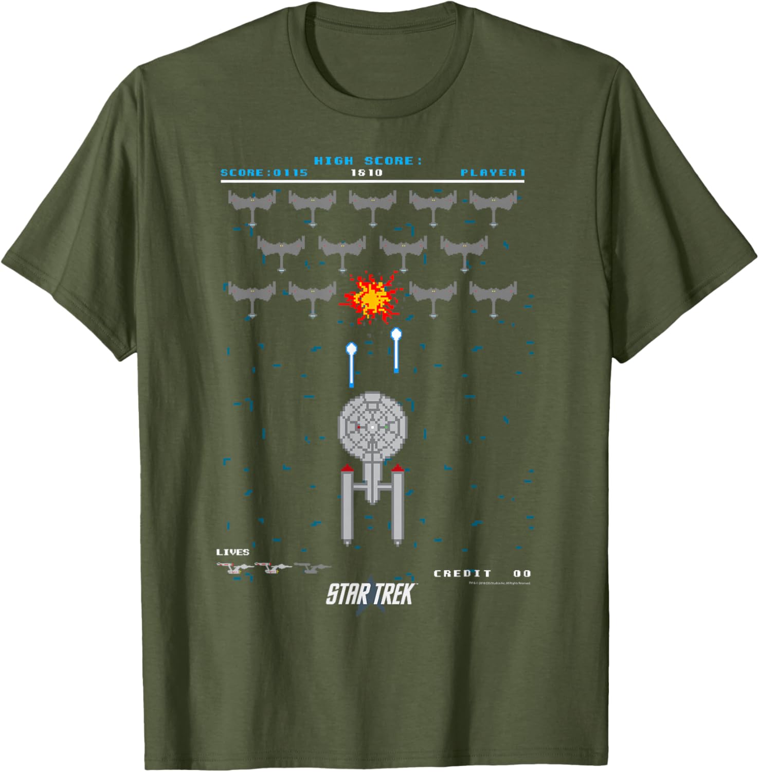 Star Trek Original Series Pixel Space Battle T-Shirt for Fans - 5
