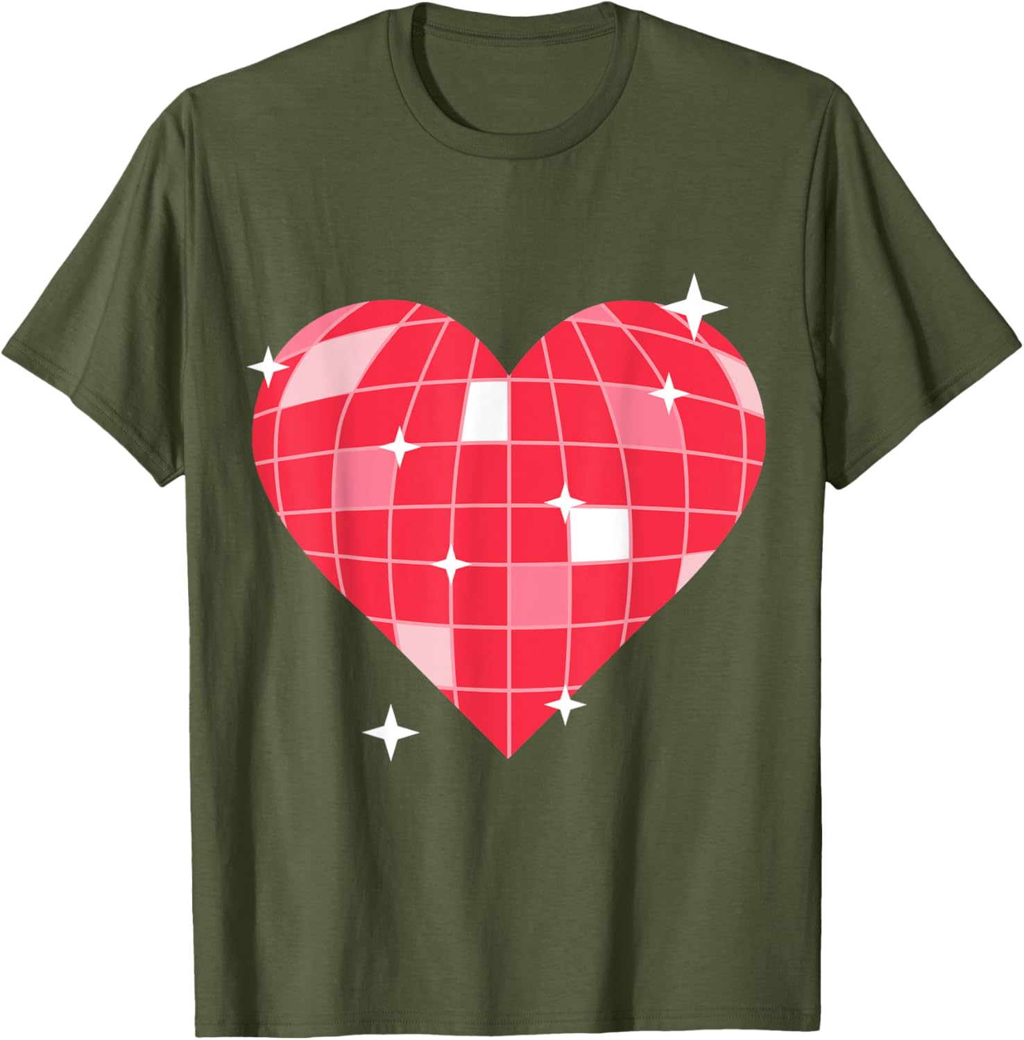 Retro 1970s Pink Heart Disco Ball T-Shirt for Vintage Lovers - 17