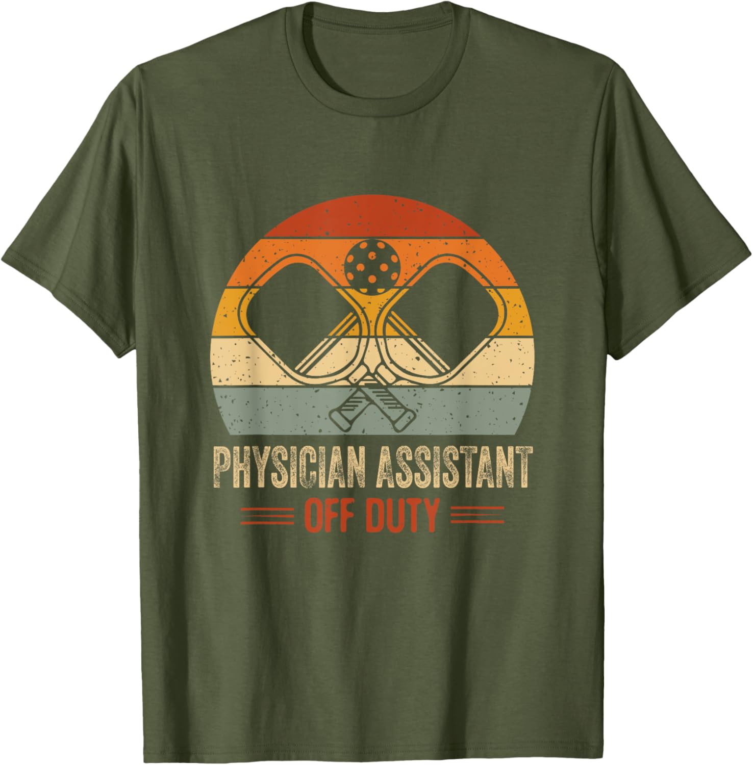 Vintage Sunset Off Duty Physician Assistant Pickleball T-Shirt for Fun - 3