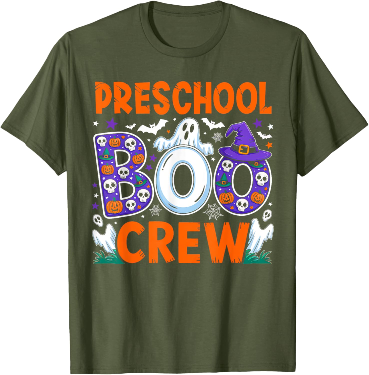Funny Halloween T-Shirt for Preschool Teachers and Students Boo Crew - 3