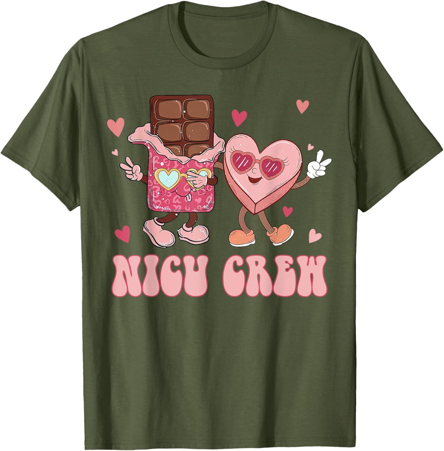 Retro NICU Crew Valentine's Day T-Shirt for Nurses with Cute Heart Design - 10