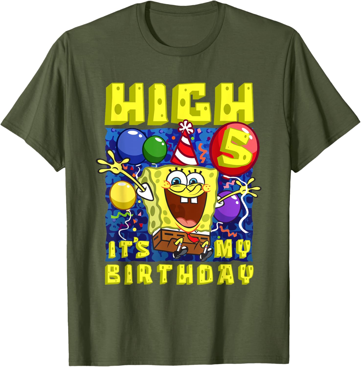 SpongeBob SquarePants Birthday T-Shirt for Boys and Girls Age 5 - 10