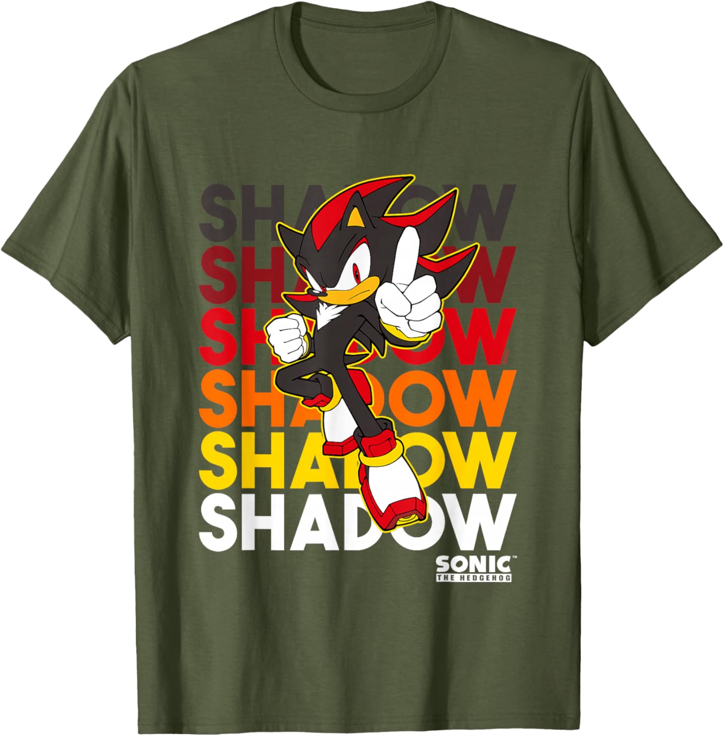 Sonic The Hedgehog Shadow Logo Stacked Text Cool Graphic T-Shirt - 8