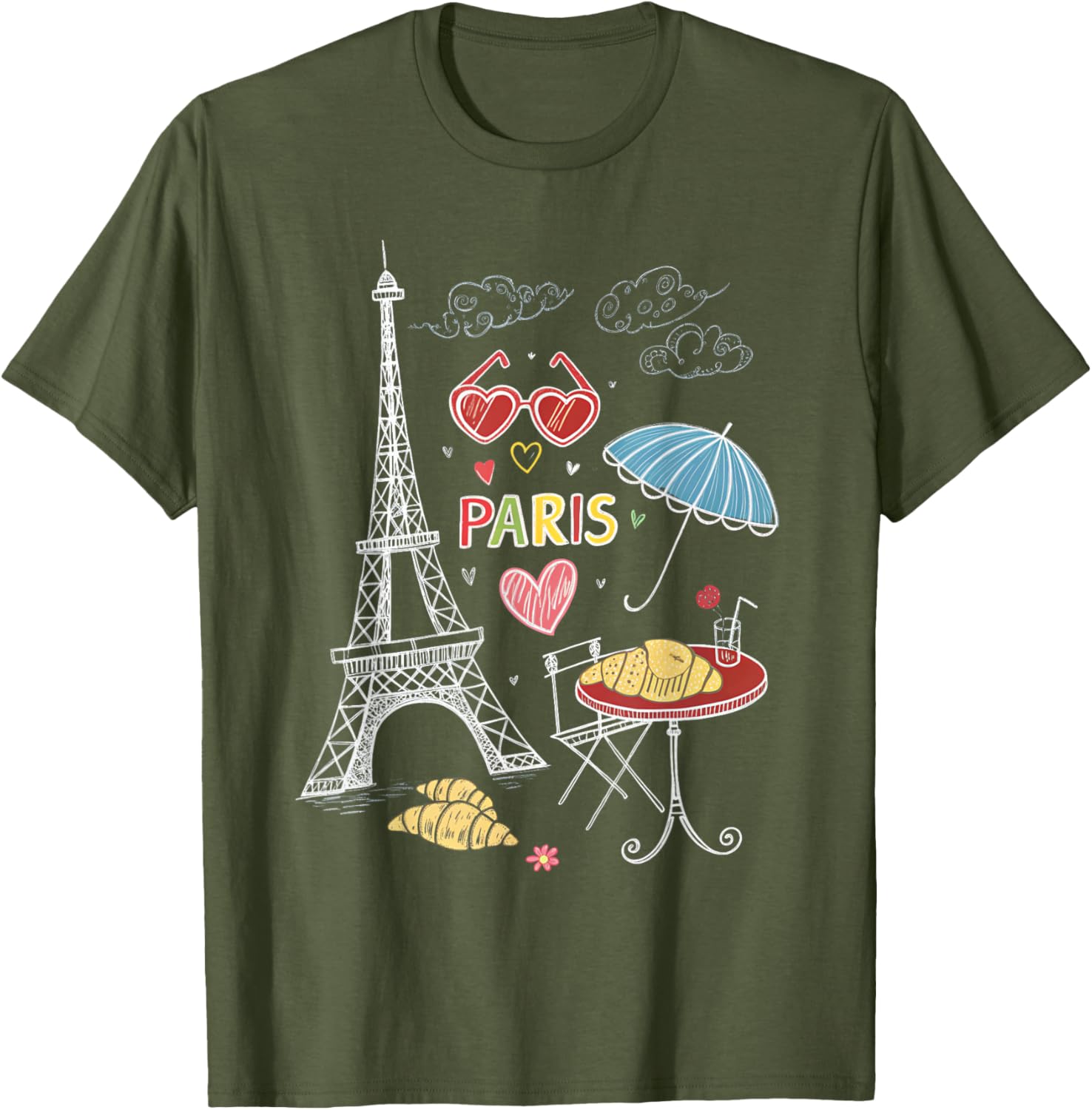 Paris Eiffel Tower Cafe Scene T-Shirt for Girls - Perfect Travel Souvenir - 15