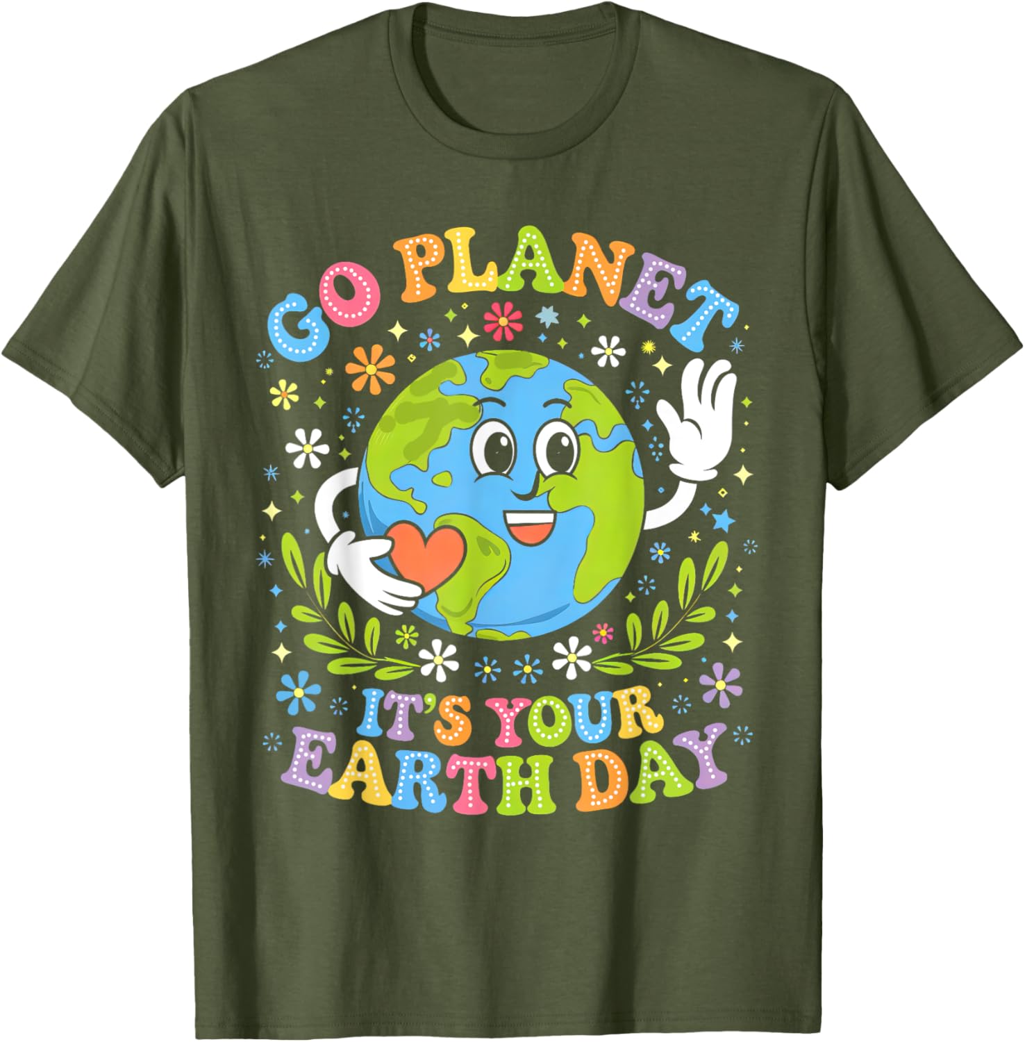 Groovy Go Planet Earth Day 2025 Teacher Kids T-Shirt for Fun Learning - 3