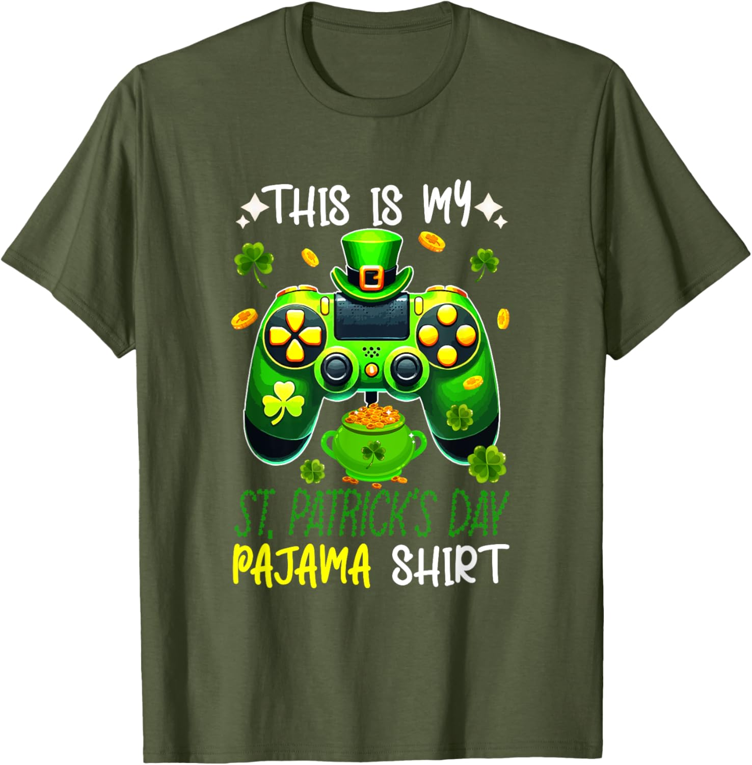St. Patrick's Day Gamer T-Shirt - Fun Pyjama Shirt for Gaming Enthusiasts - 14