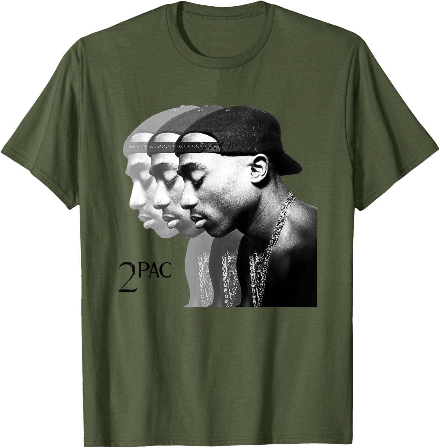 Tupac Shakur Unisex Repeat T-Shirt in Blue, Short Sleeve Cotton Blend - 2