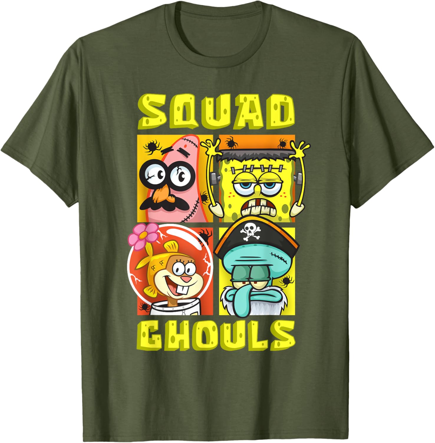 Mademark SpongeBob Halloween Squad T-Shirt with Patrick, Squidward & Sandy - 4