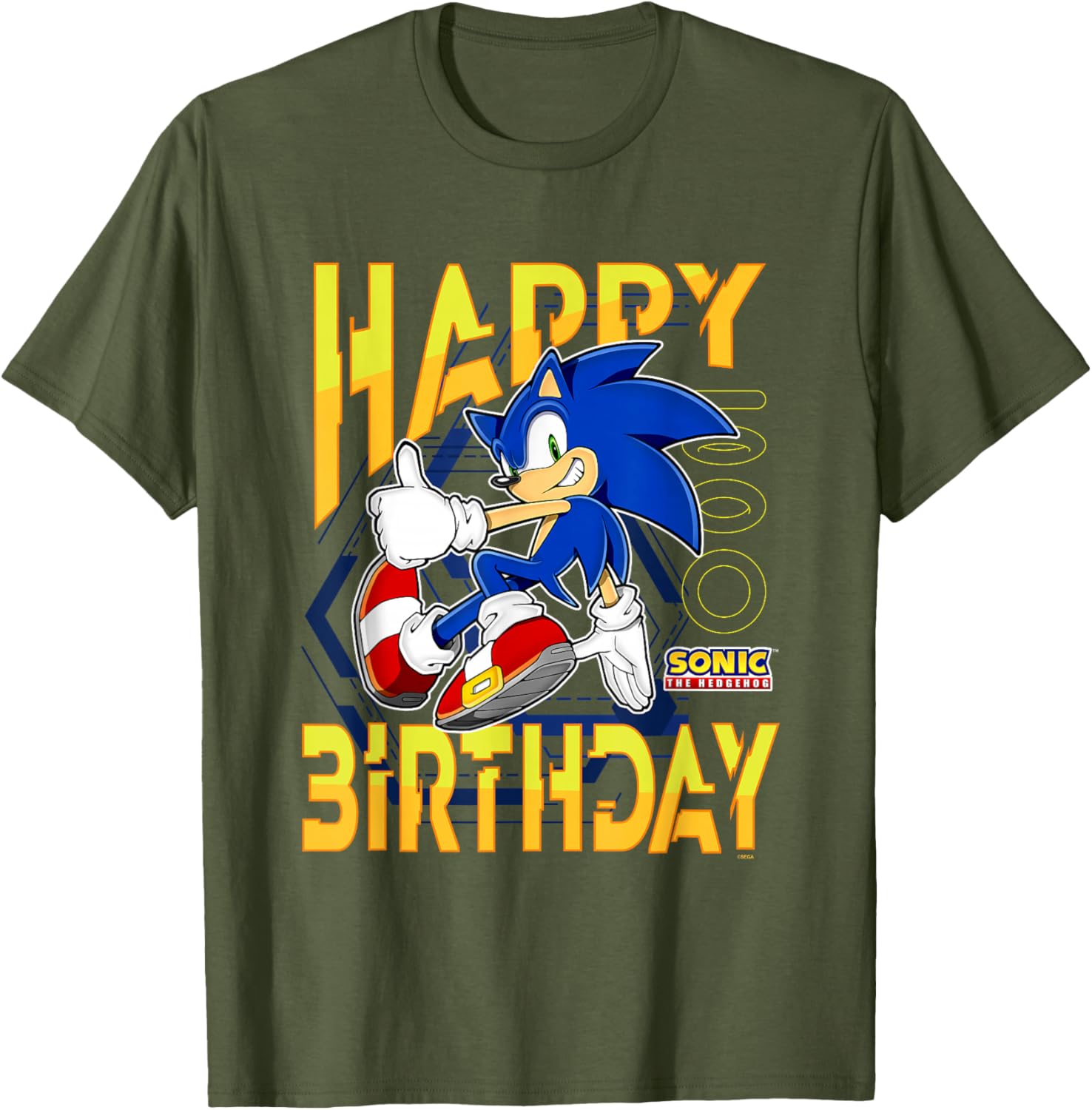 Sonic The Hedgehog Birthday T-Shirt with Thumbs Up Logo for Kids - 3