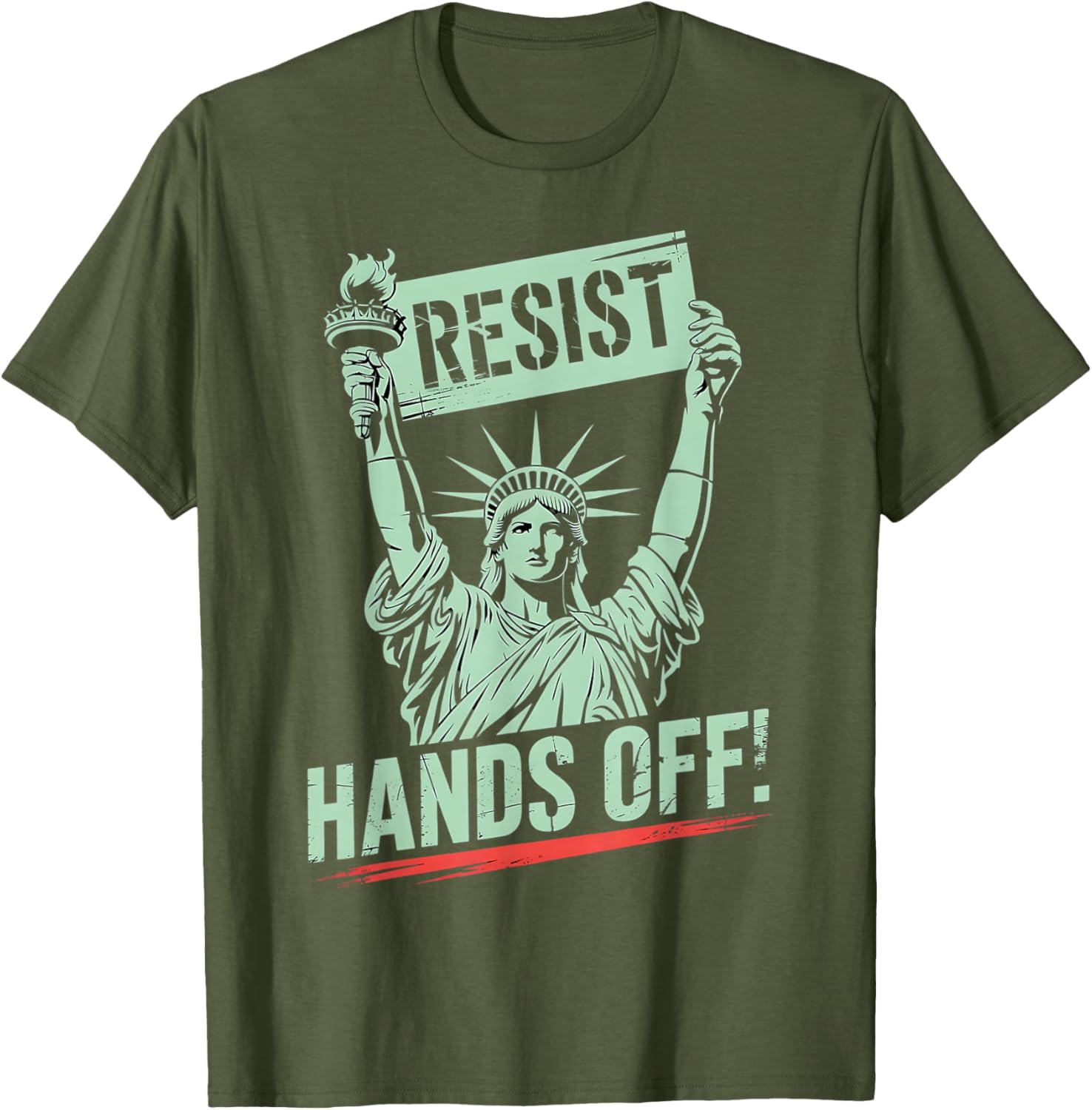 Statue of Liberty Resist Hands Off Graphic T-Shirt for Protest Awareness - 10
