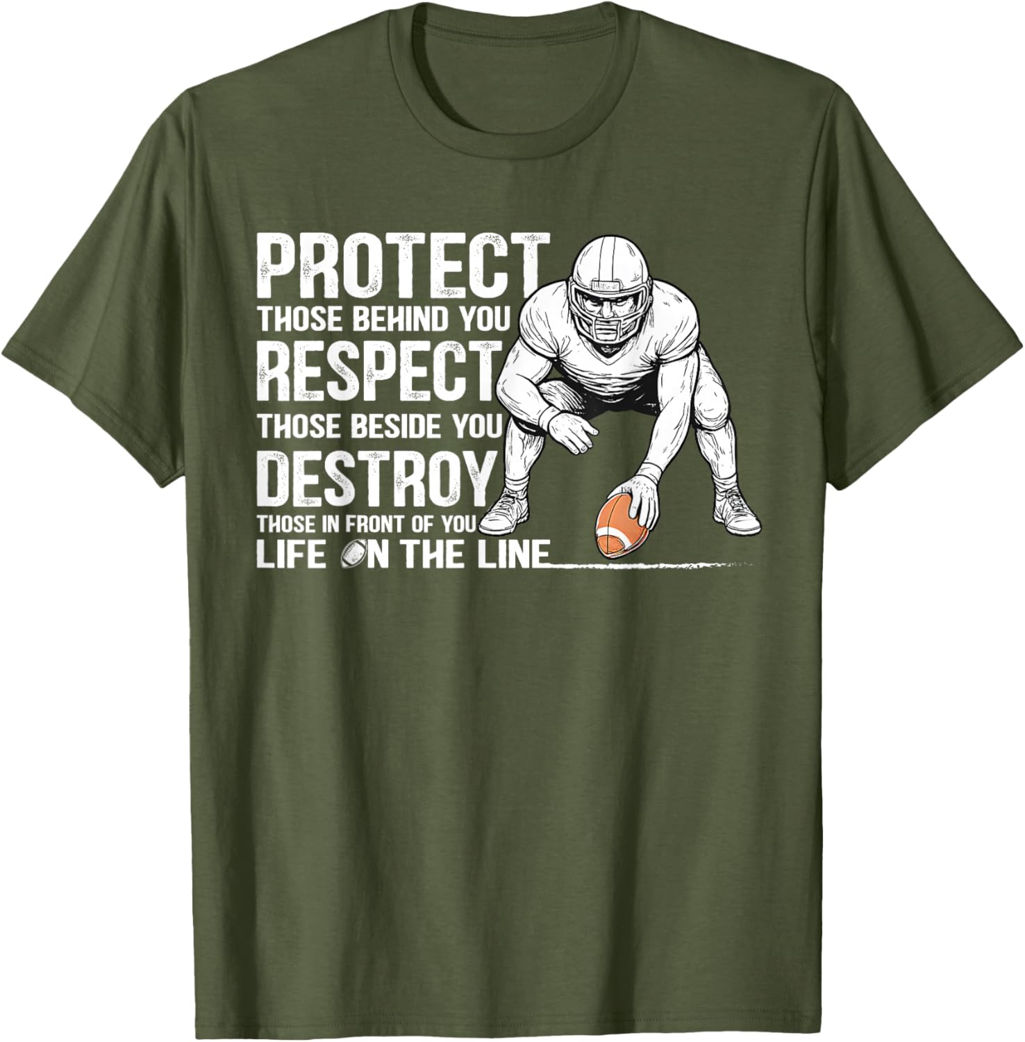 Vintage Protect Respect Destroy Offensive Lineman Football T-Shirt - 10