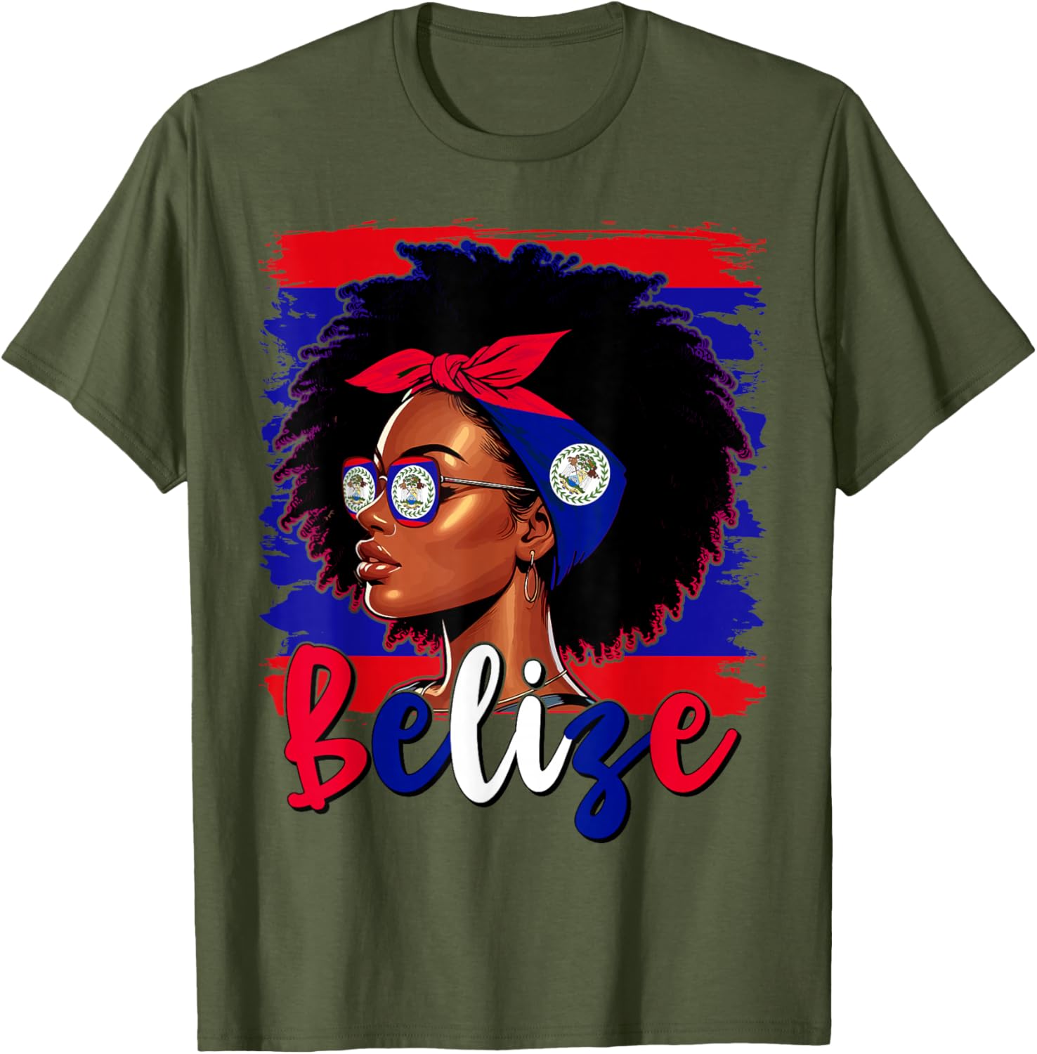 Proud Belizean Girl T-Shirt with Belize Flag for Women’s Fashion - 21