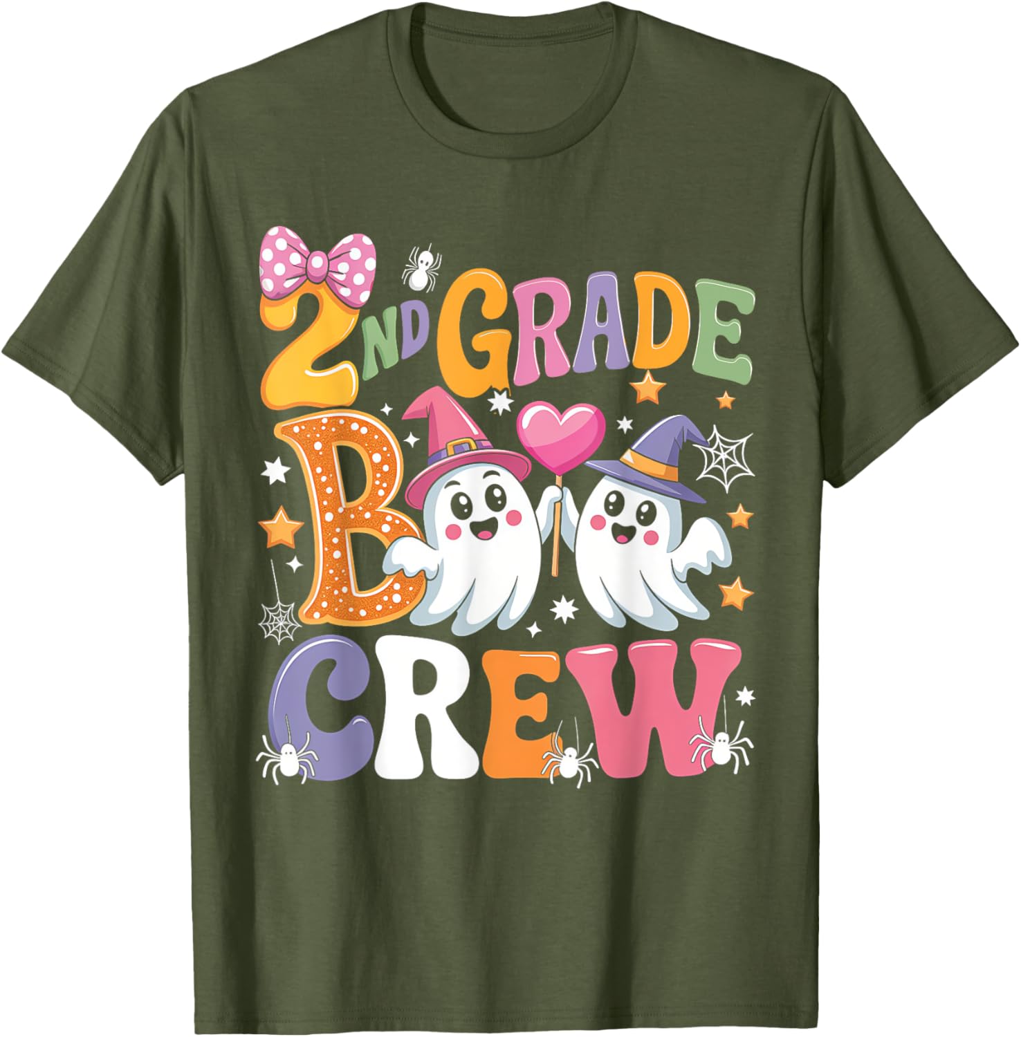 Happy Halloween T-Shirt for 2nd Grade Boo Crew Teacher and Kids - 8