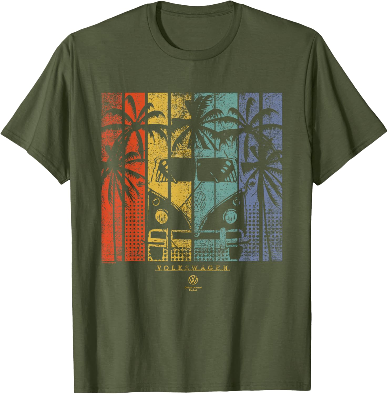 Type 2 T1 Retro Campervan T-Shirt with Beach Palm Tree Design - 8