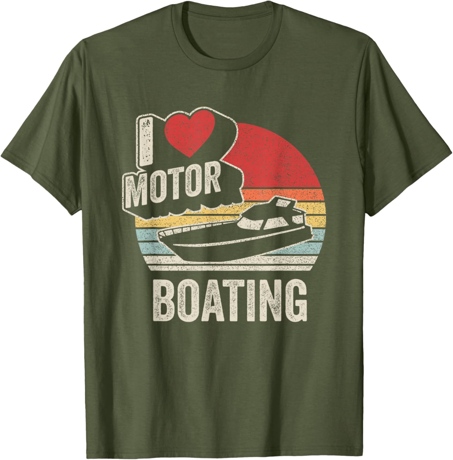 Vintage Retro I Love Motor Boating Funny T-Shirt for Boaters and Enthusiasts - 4