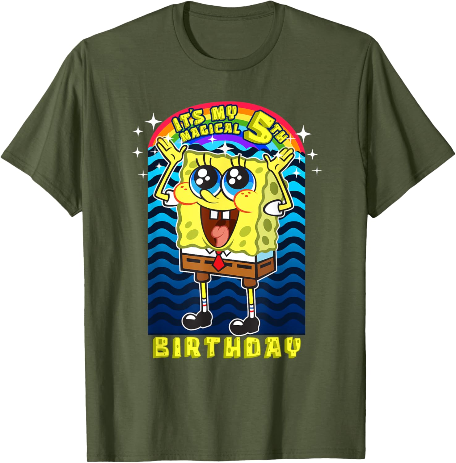 SpongeBob SquarePants Magical 5th Birthday Gift T-Shirt for Kids - 9