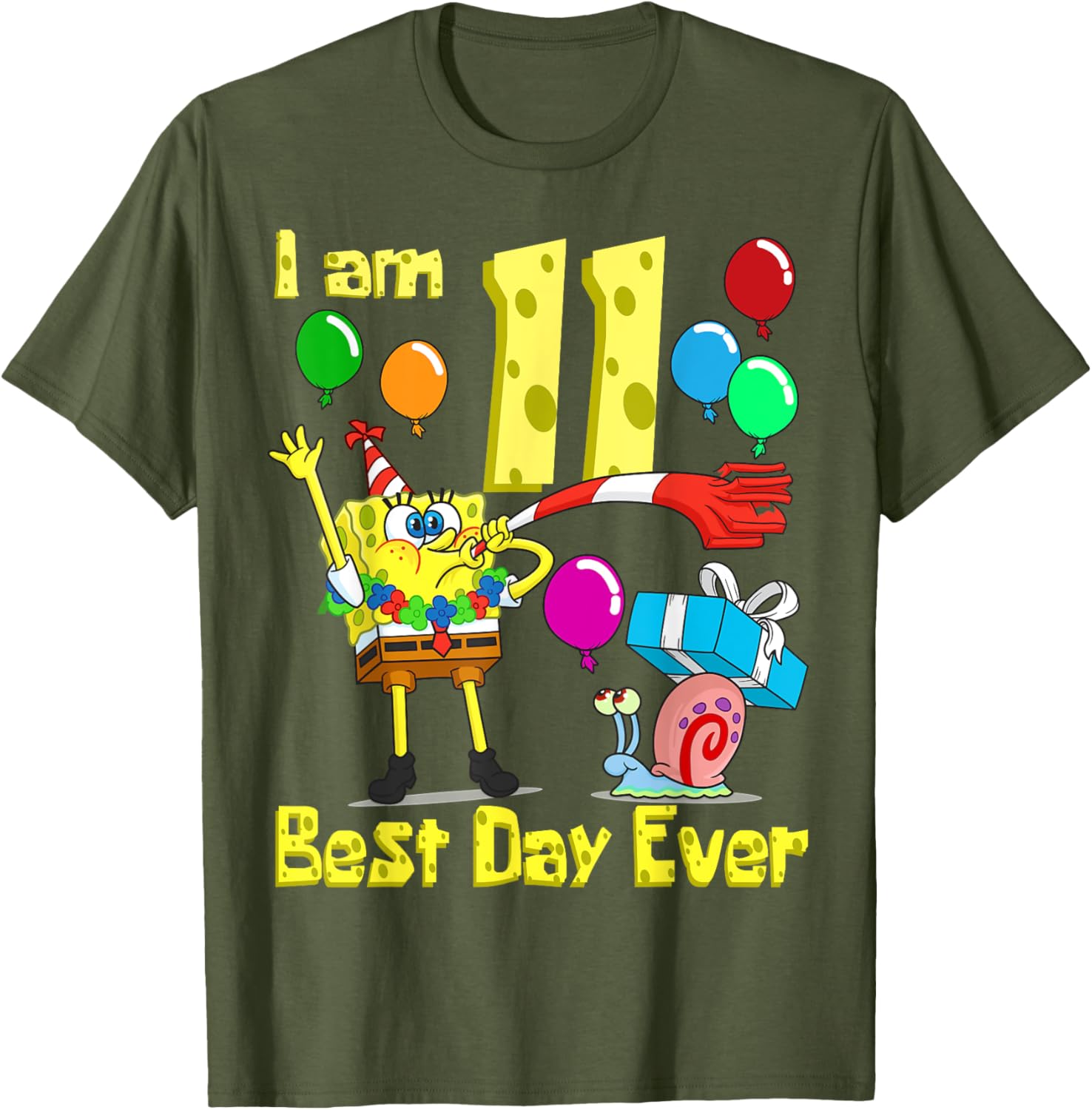 SpongeBob Birthday T-Shirt for 11 Year Olds Fun Party Apparel - 8