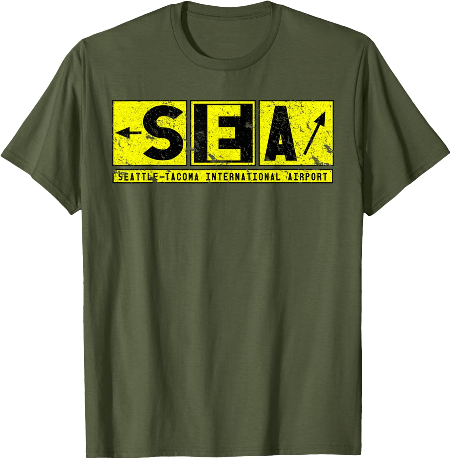 Vintage SEA Seattle Tacoma Airport Taxiway Sign Pilot T-Shirt - 5