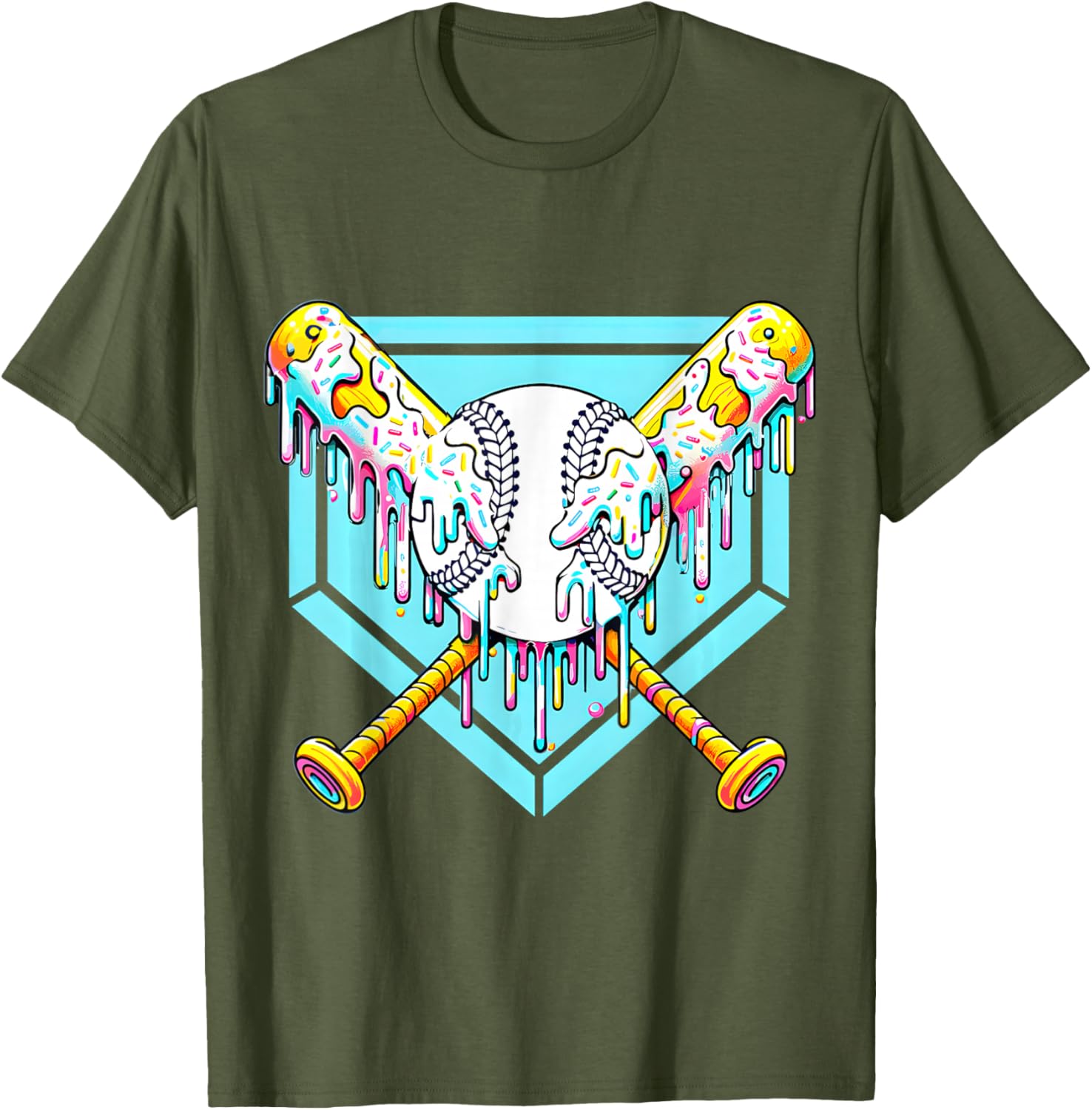 Youth Baseball Drip Ice Cream T-Shirt Fun Apparel for Young Athletes - 21
