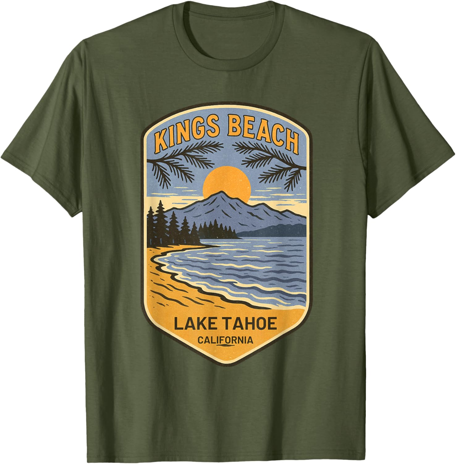 Retro Kings Beach Lake Tahoe T-Shirt Vintage Art Souvenir Apparel - 13
