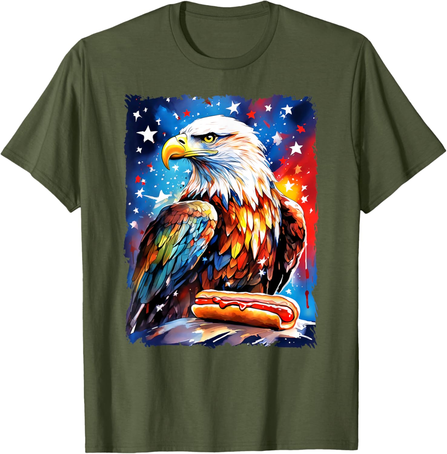 Patriotic 4th of July T-Shirt with Hotdog and Eagle Design for All Ages - 21